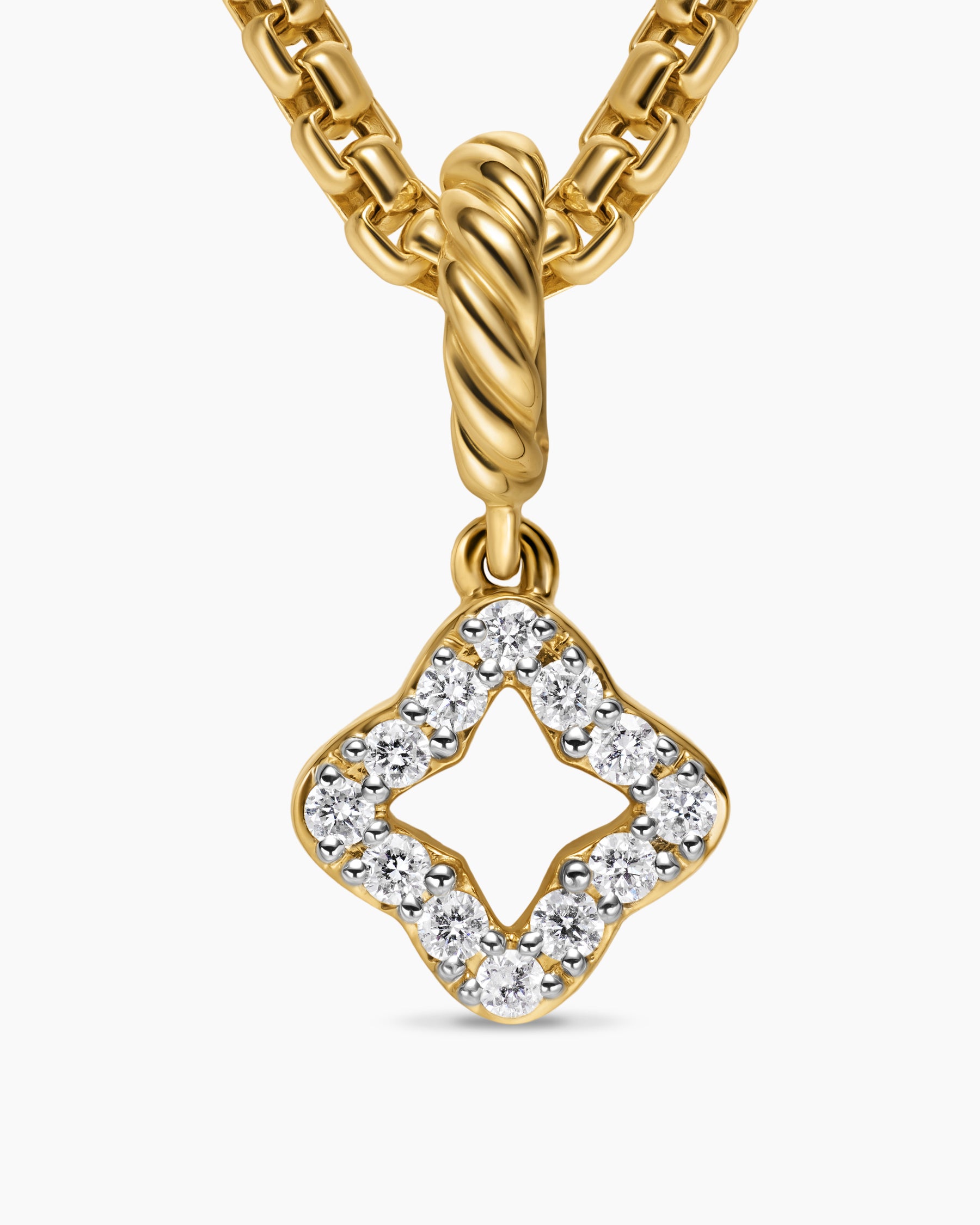 Micro Pavé Quatrefoil Amulet in 18K Yellow Gold with Diamonds, 7.4mm - Image 5