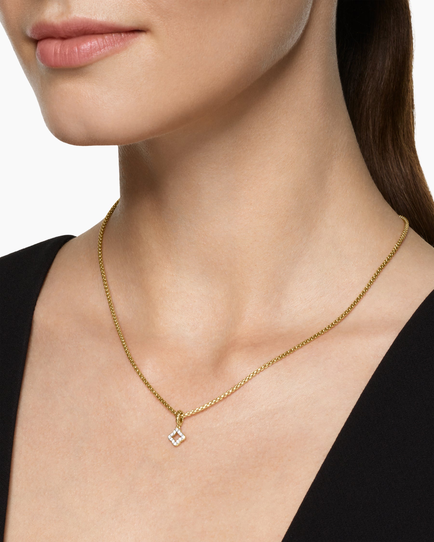 Alternative view of Micro Pavé Quatrefoil Amulet in 18K Yellow Gold with Diamonds, 7.4mm