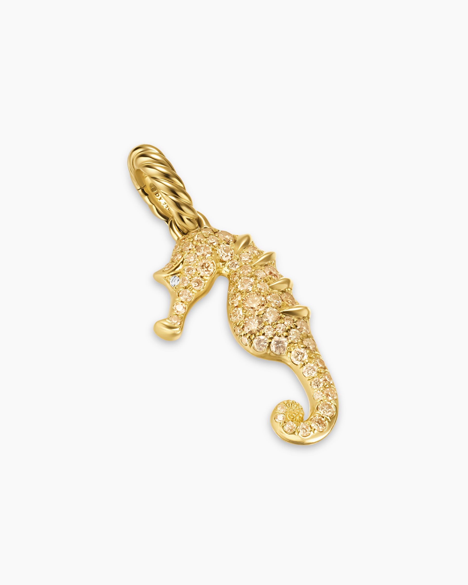 Seahorse Amulet in 18K Yellow Gold with Cognac Diamonds and Diamonds, 22mm - Image 3