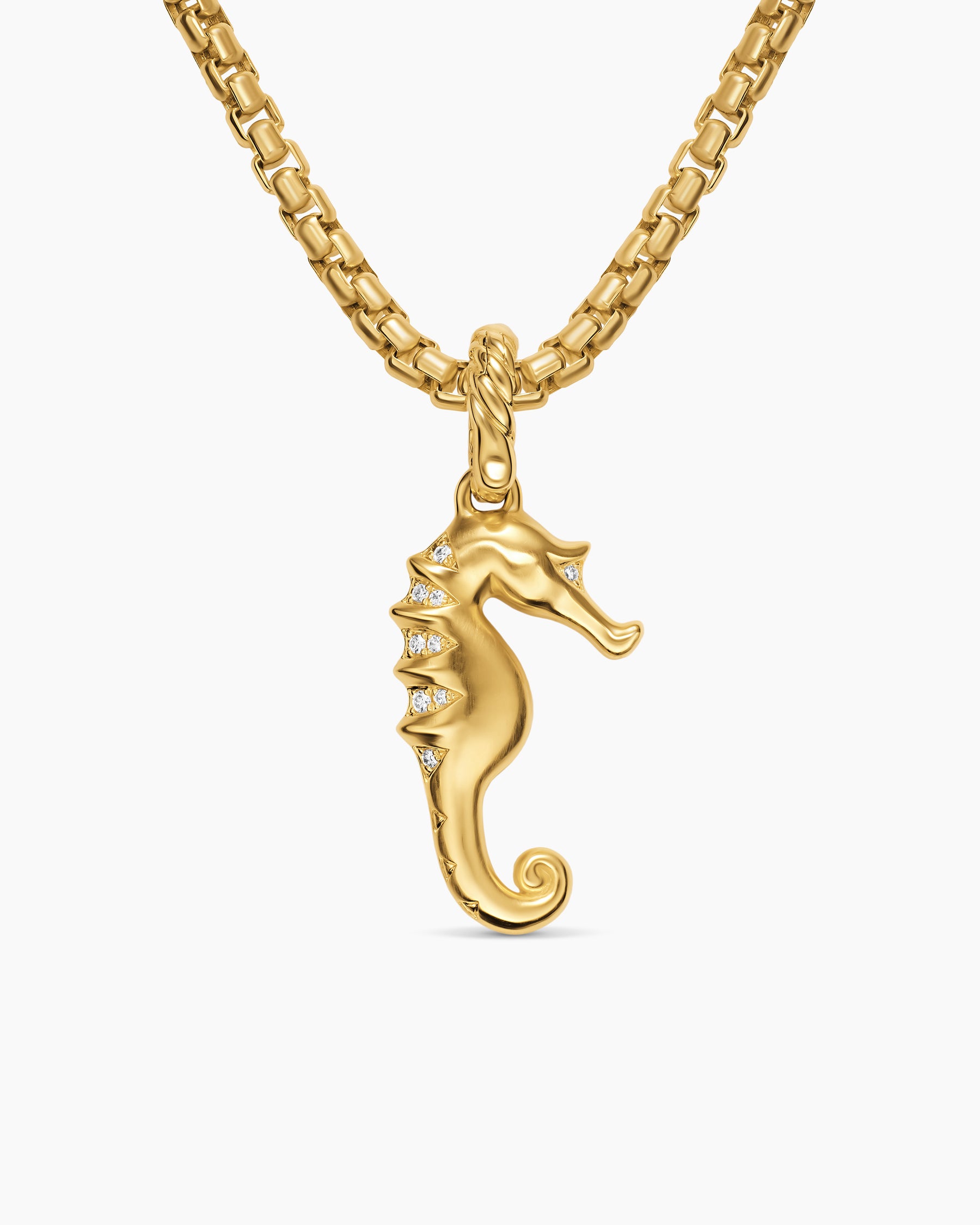 Seahorse Amulet in 18K Yellow Gold with Cognac Diamonds and Diamonds, 22mm - Image 4