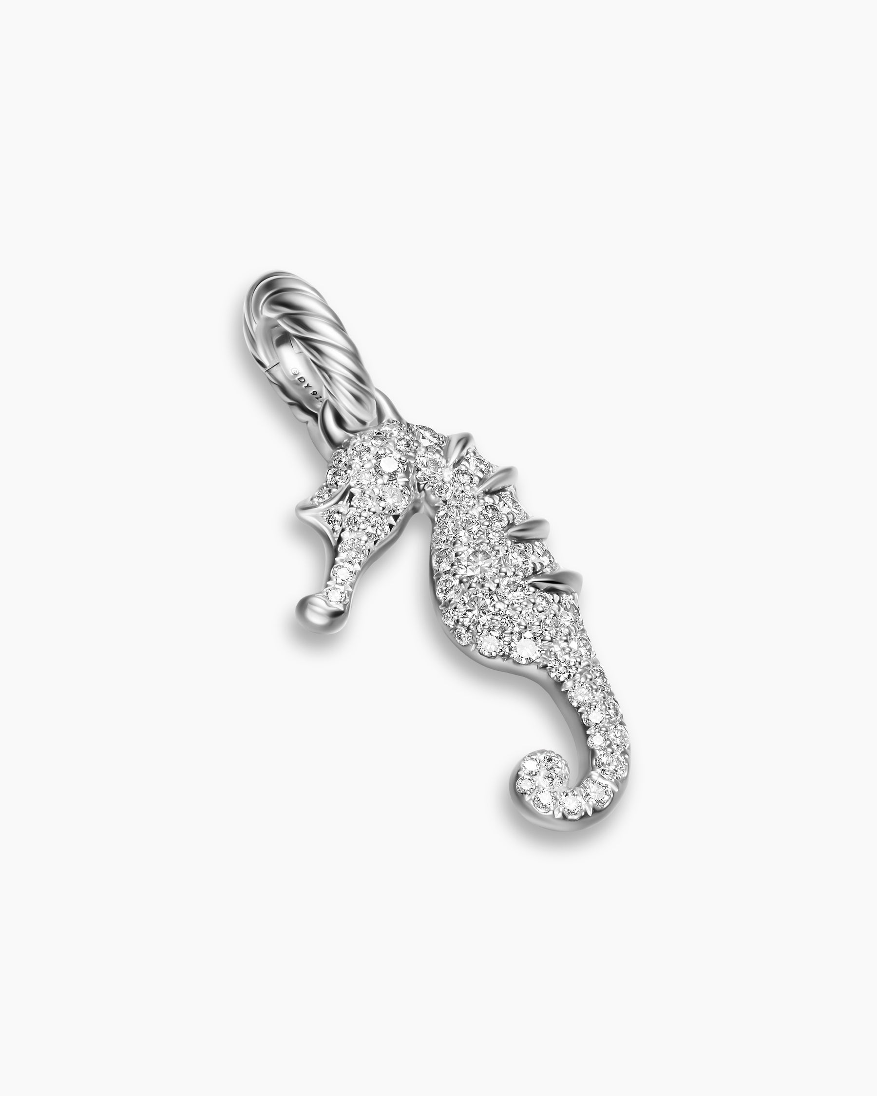 Alternative view of Seahorse Amulet in Sterling Silver with Diamonds, 22mm