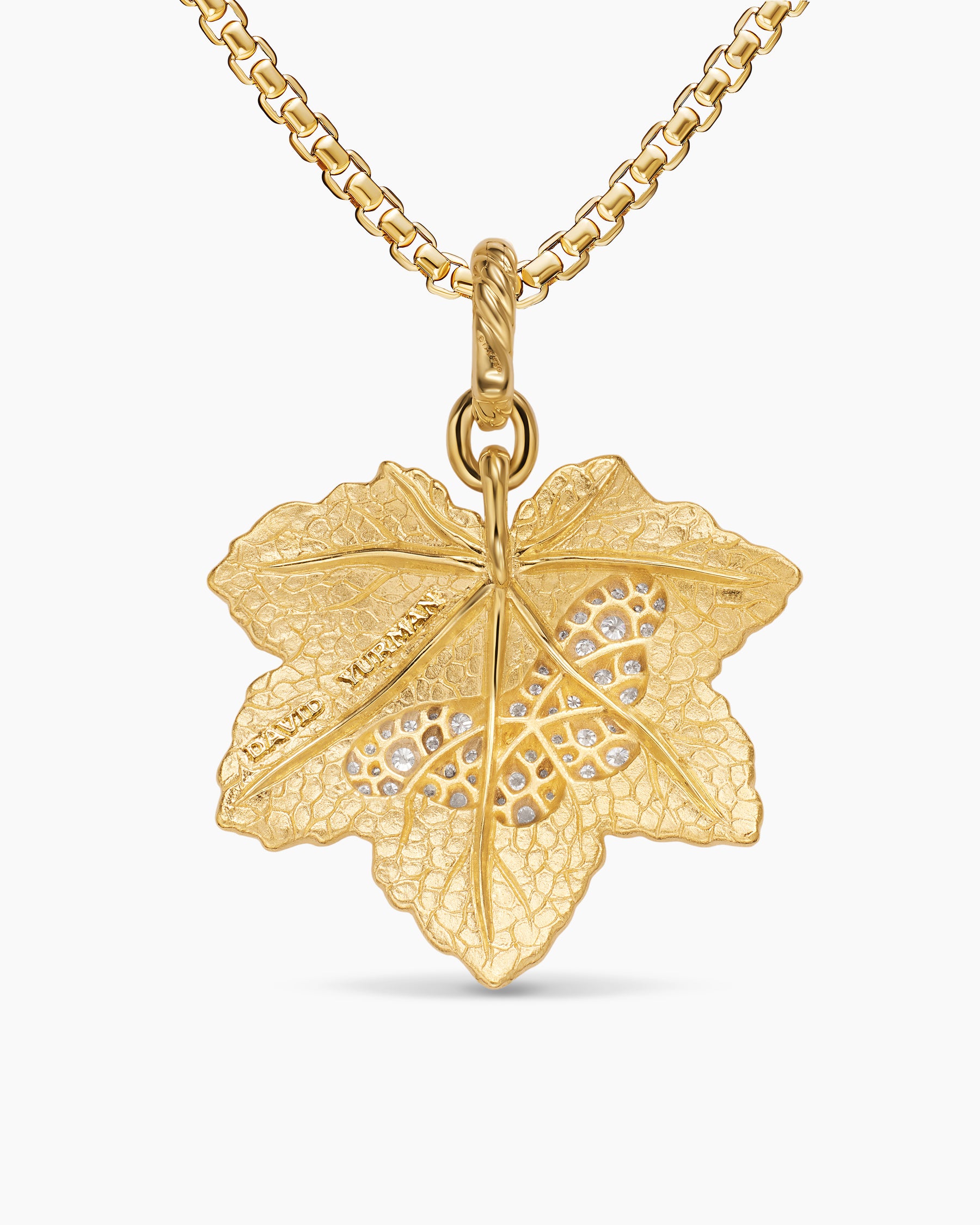 Maple Leaf Butterfly Amulet in 18K Yellow Gold with Diamonds, 24mm - Image 4
