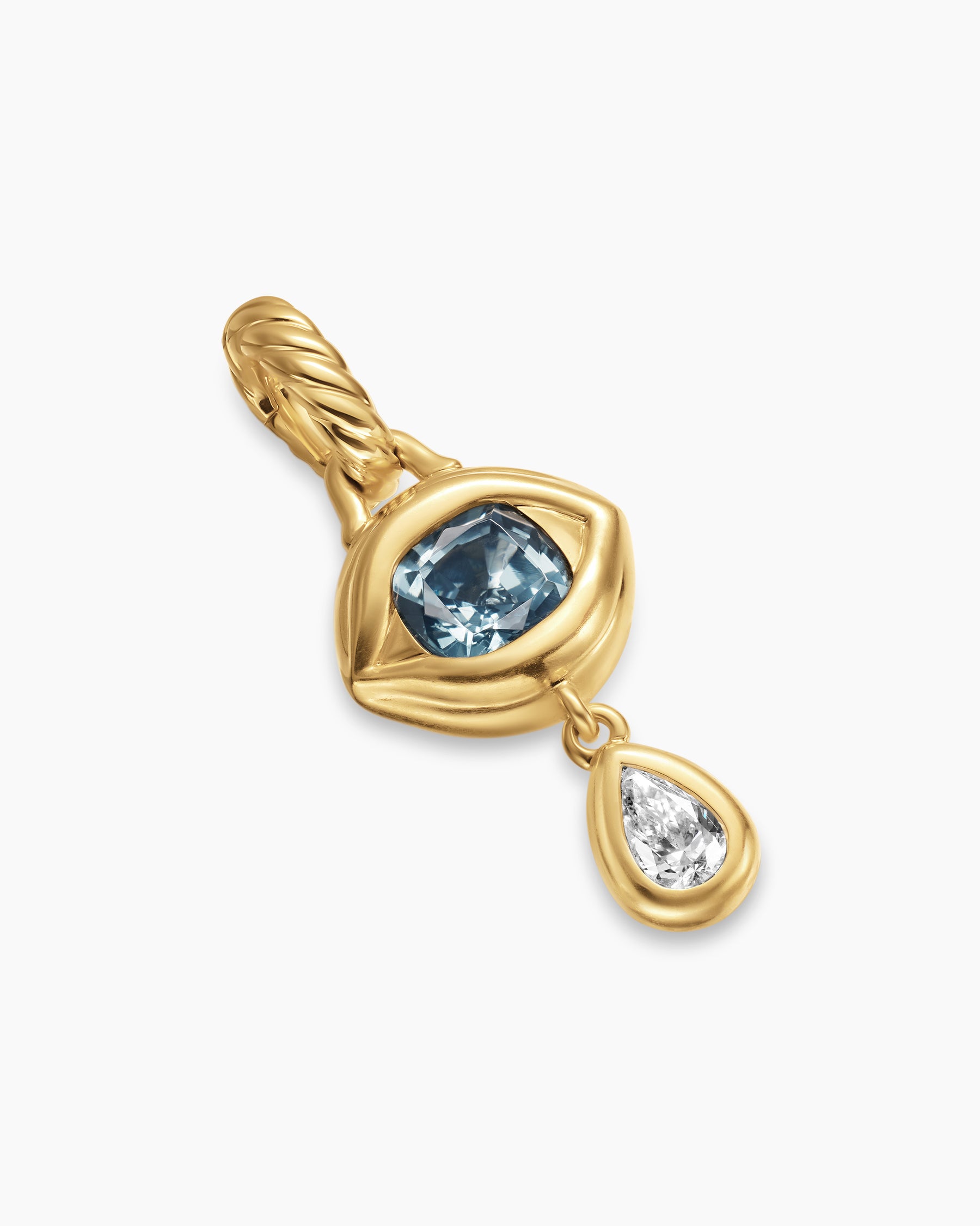 Crying Eye Amulet in 18K Yellow Gold with Blue Spinel and Diamond, 16.7mm - Image 3