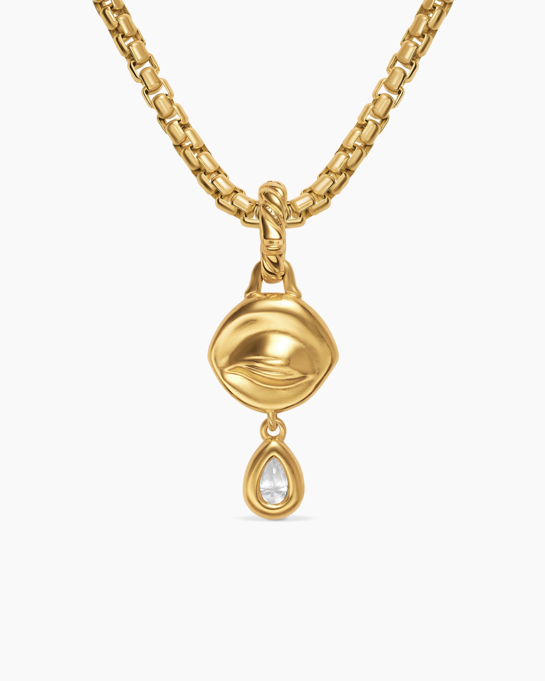 Crying Eye Amulet in 18K Yellow Gold with Blue Spinel and Diamond, 16.7mm - Image 4