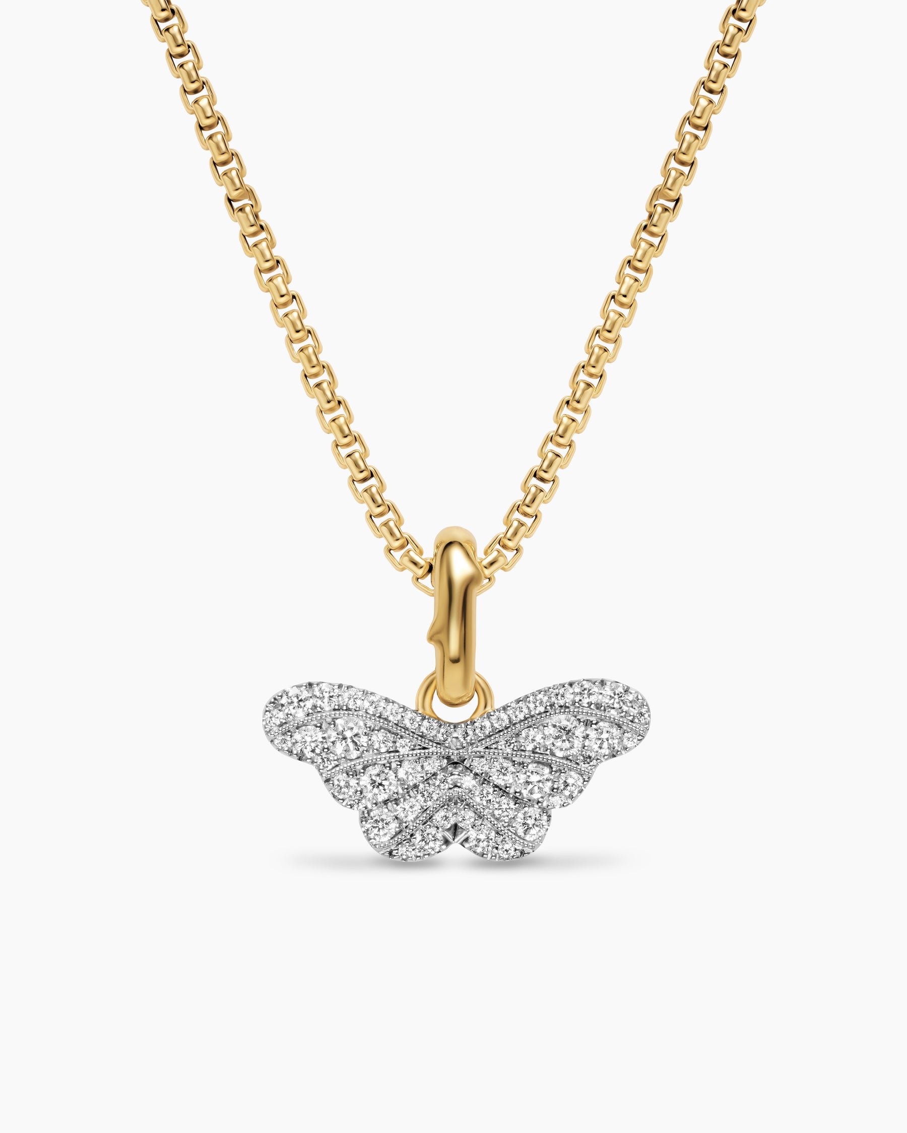 Butterfly Amulet in 18K White and Yellow Gold with Diamonds, 9.1mm