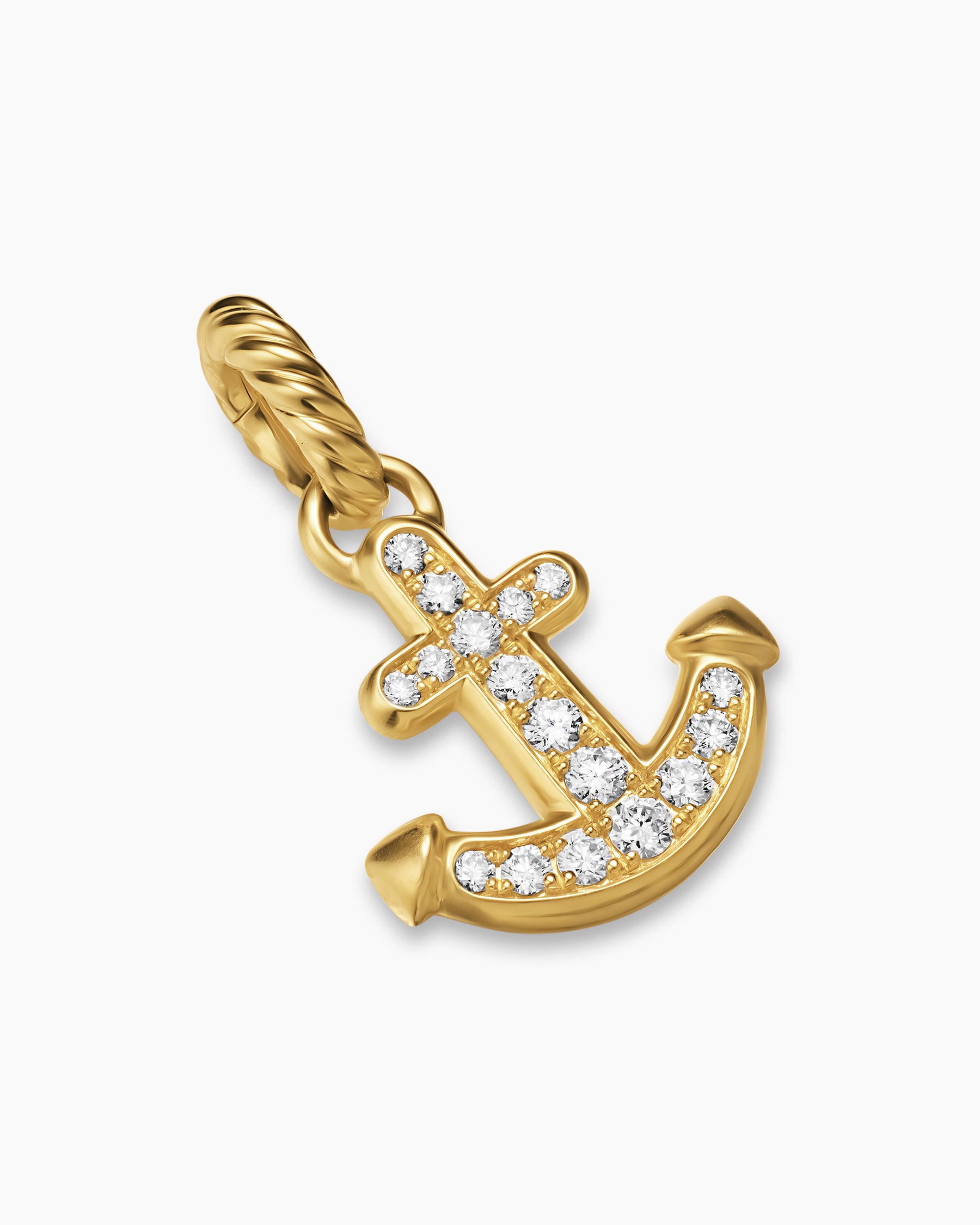 Anchor Amulet in 18K Yellow Gold with Diamonds, 14.5mm - Image 3