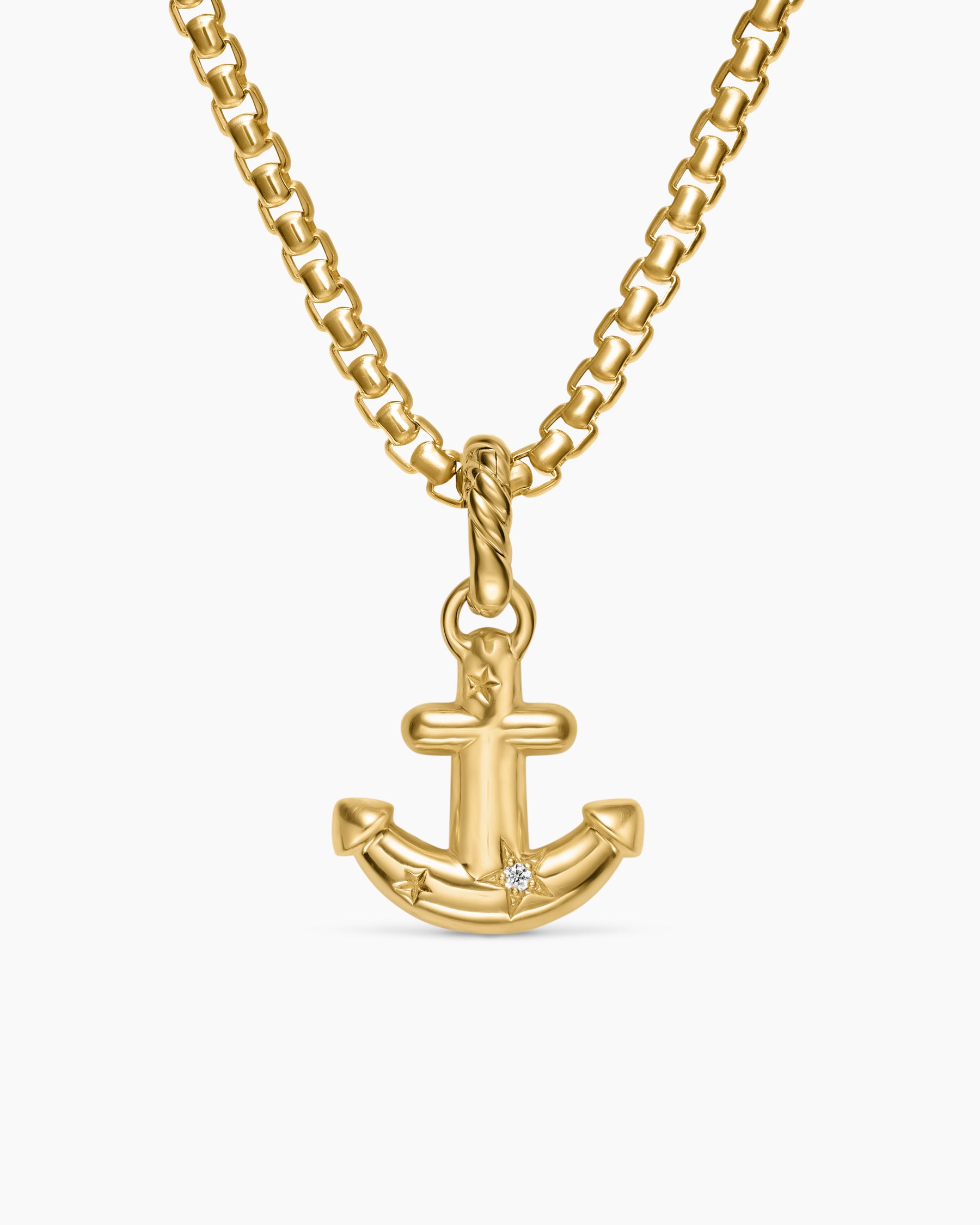 Anchor Amulet in 18K Yellow Gold with Diamonds, 14.5mm - Image 4