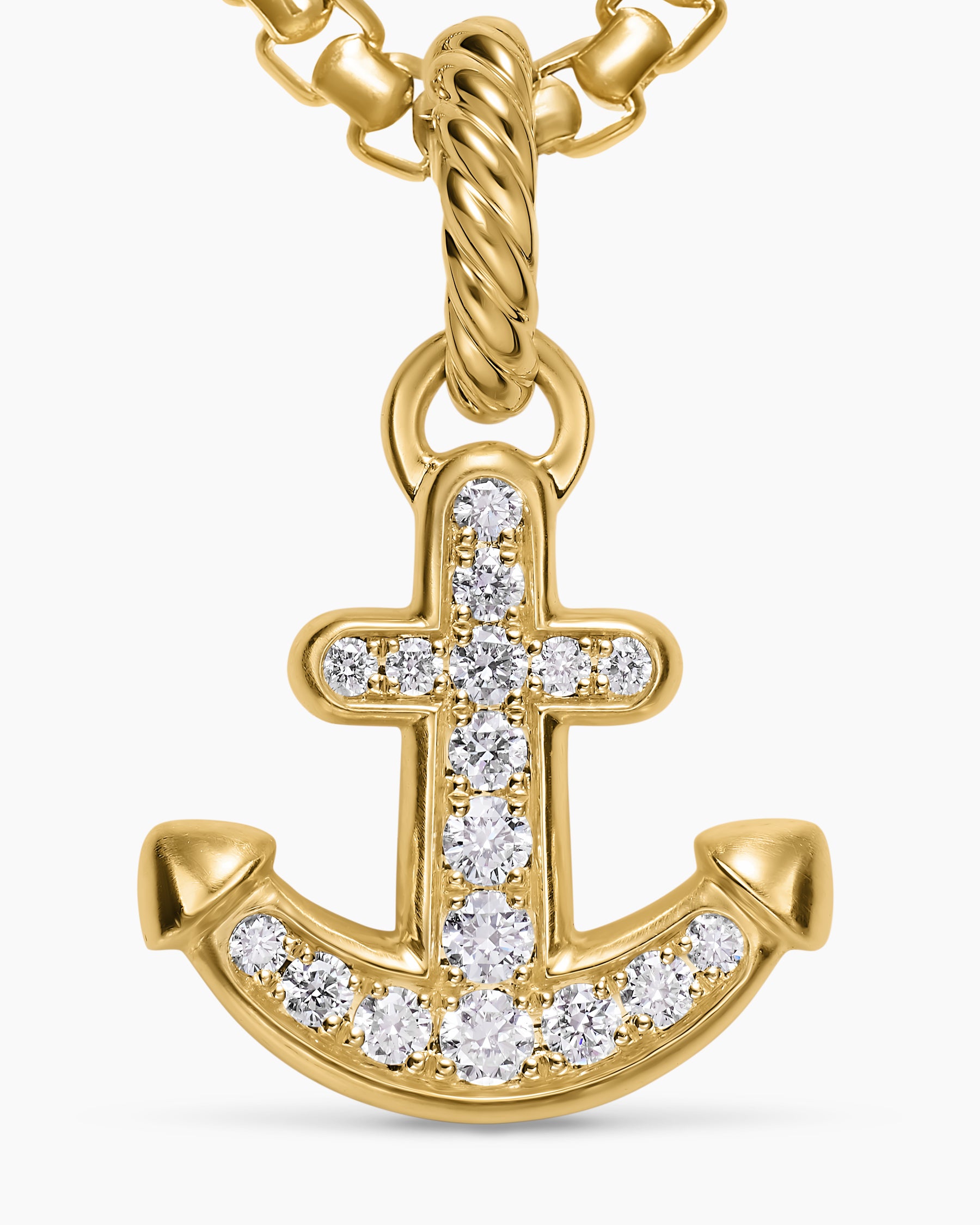 Anchor Amulet in 18K Yellow Gold with Diamonds, 14.5mm - Image 5