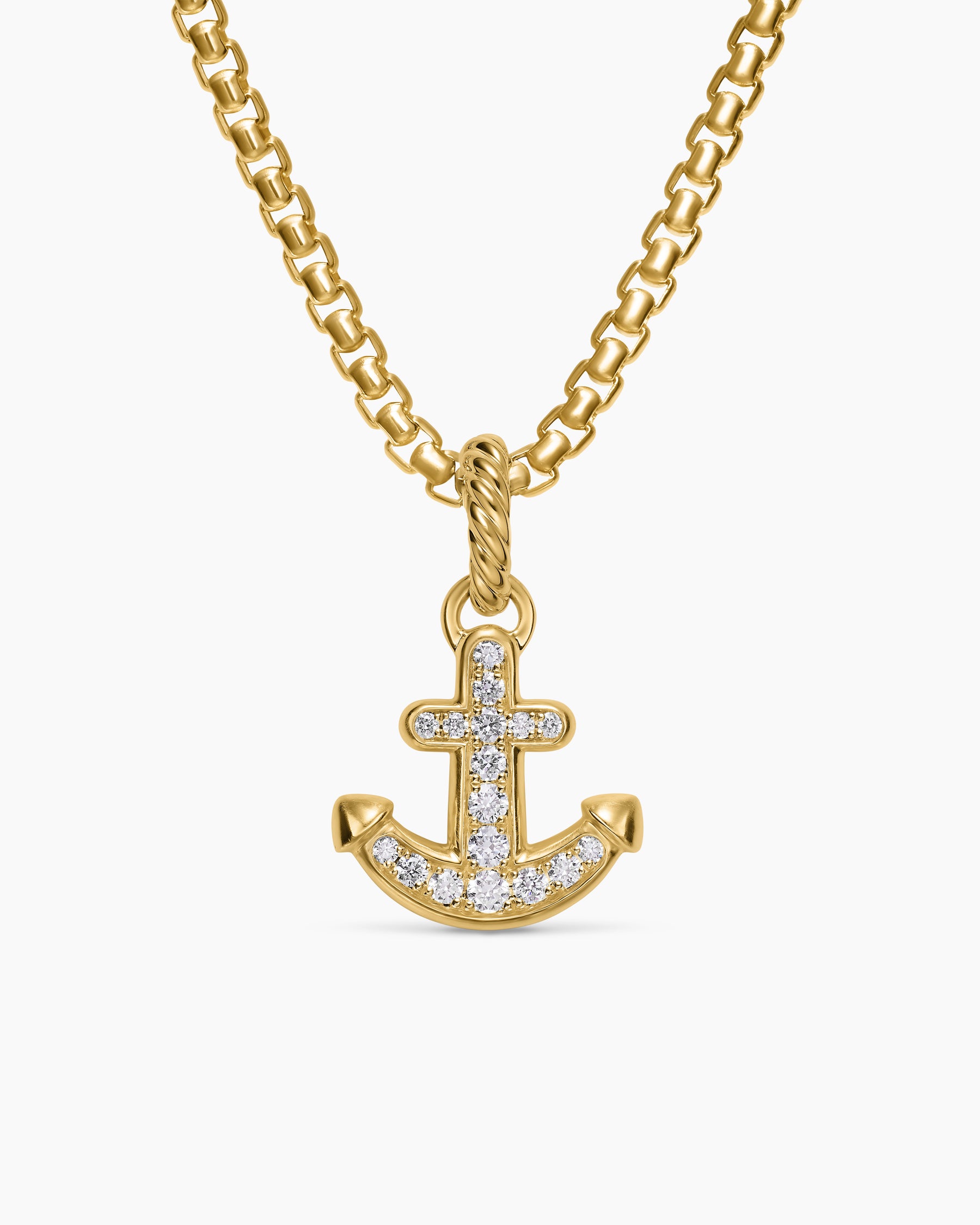 Anchor Amulet in 18K Yellow Gold with Diamonds, 14.5mm