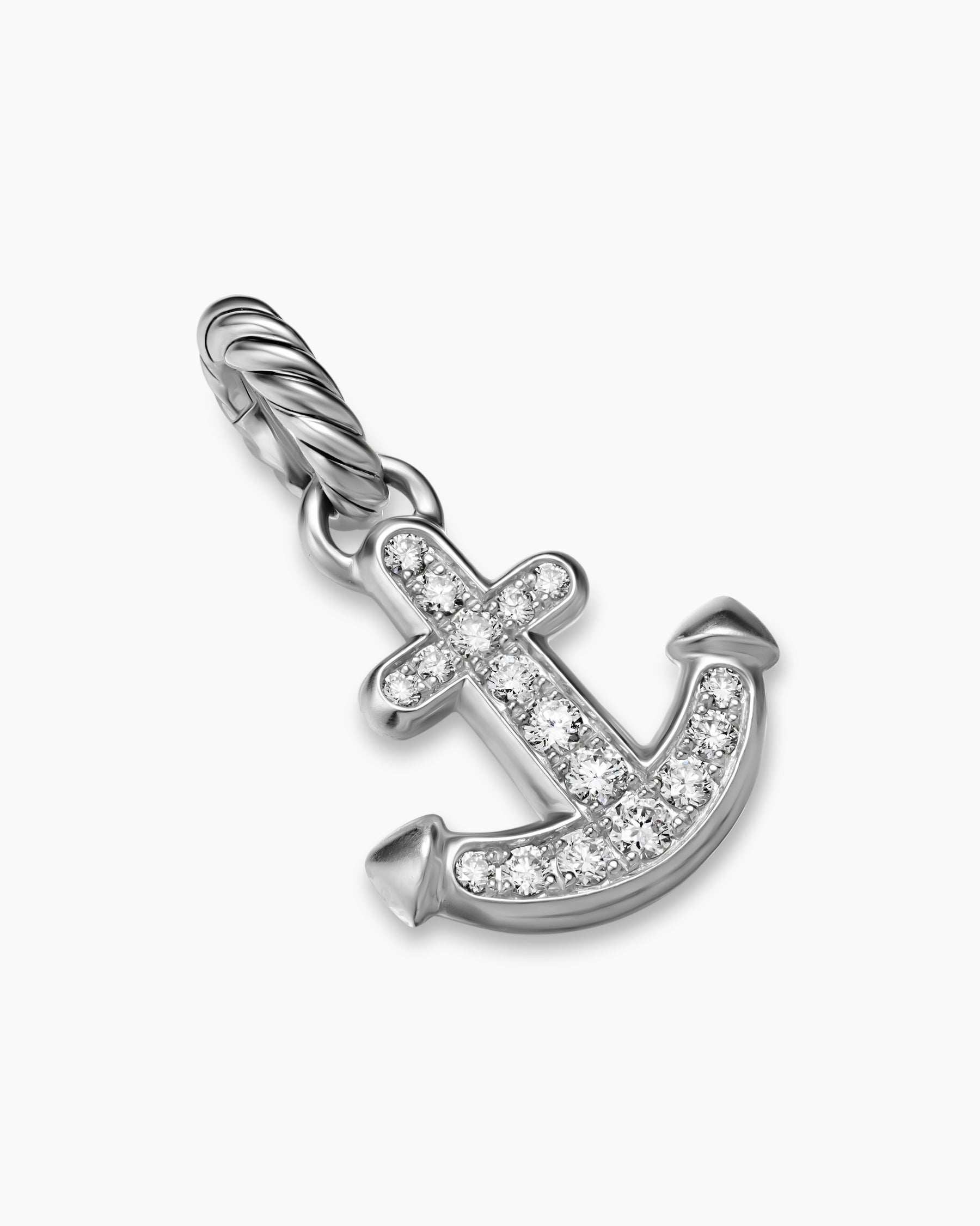 Alternative view of Anchor Amulet in Sterling Silver with Diamonds, 14.2mm