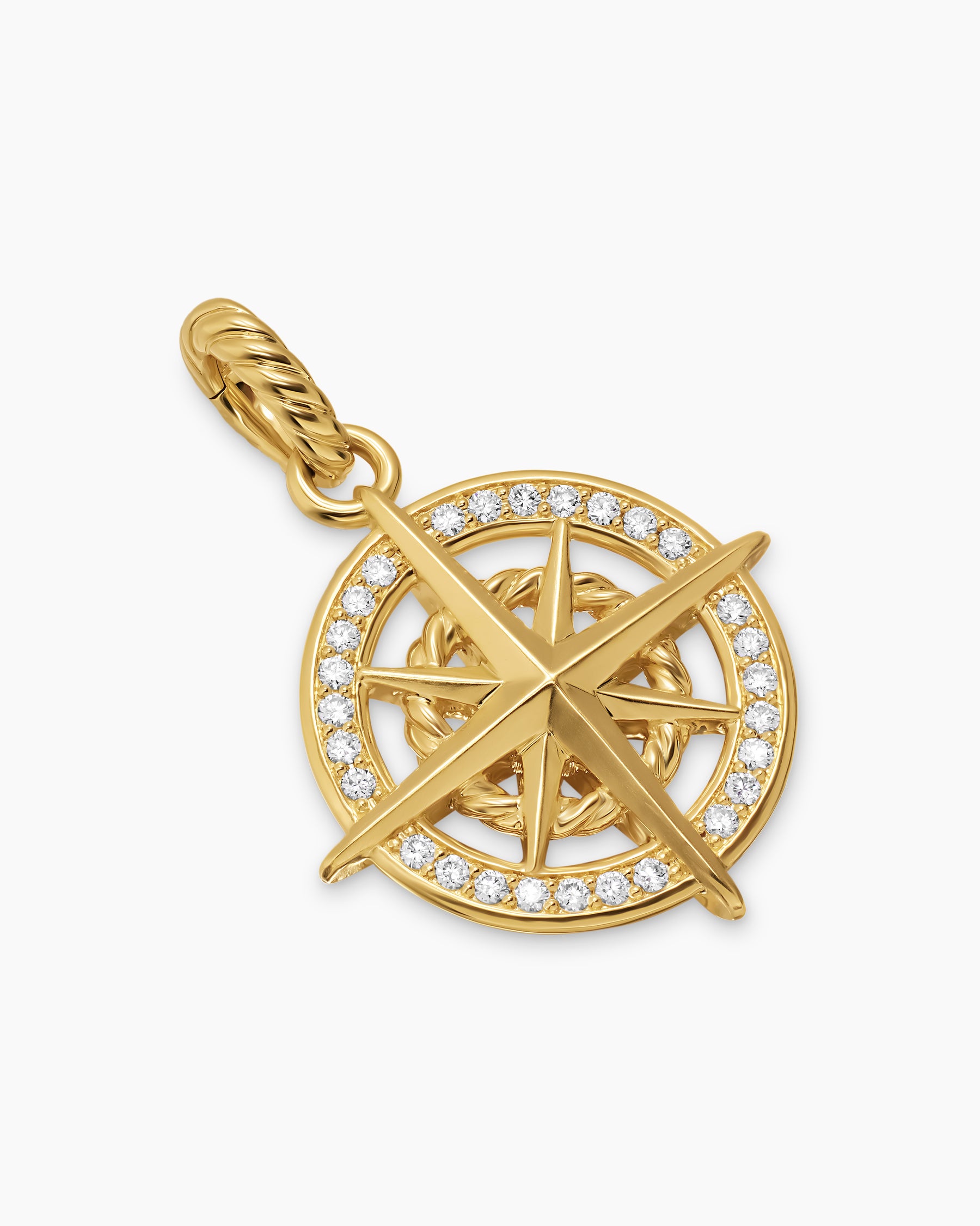 Compass Amulet in 18K Yellow Gold with Diamonds, 21.3mm - Image 3