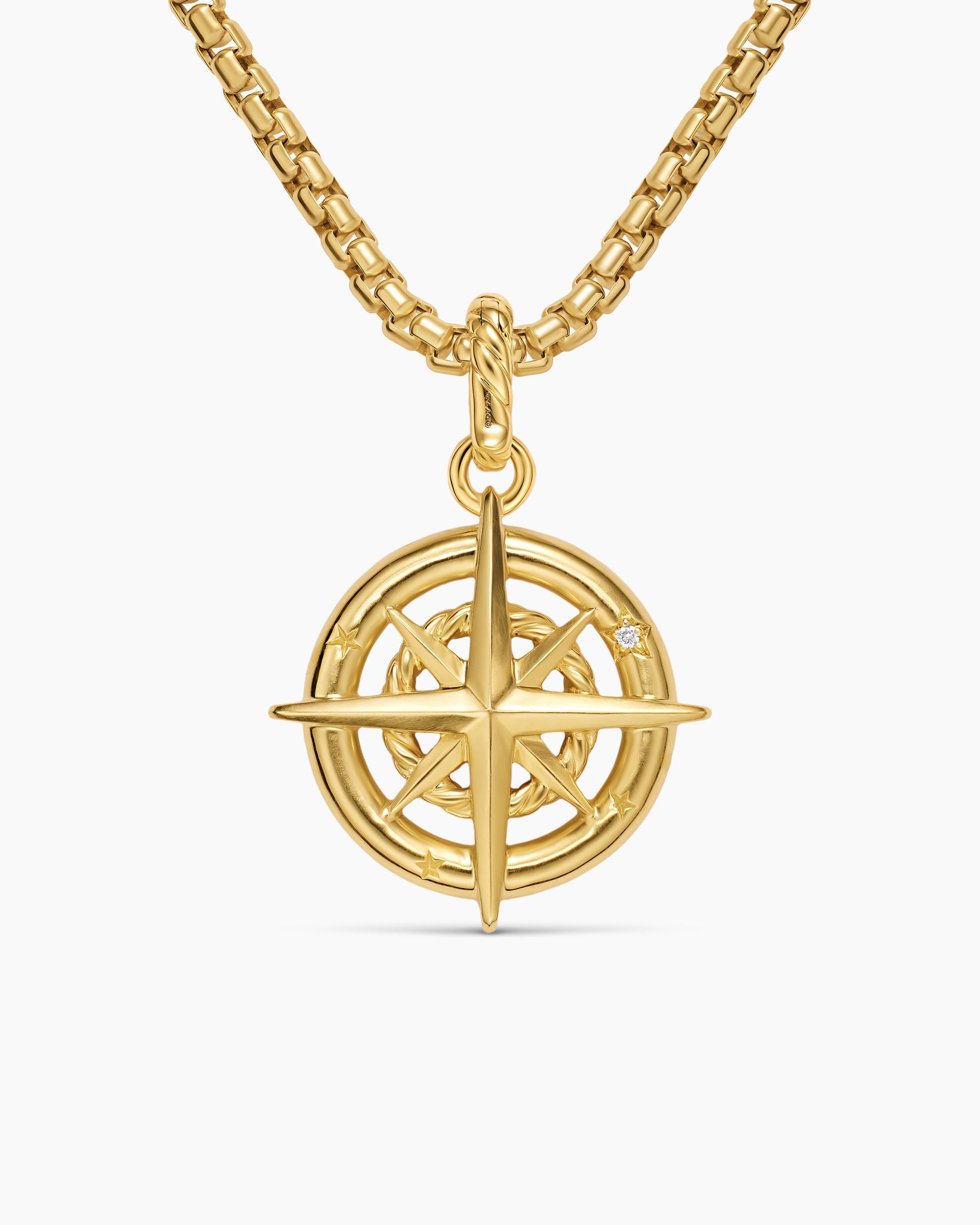 Compass Amulet in 18K Yellow Gold with Diamonds, 21.3mm - Image 4