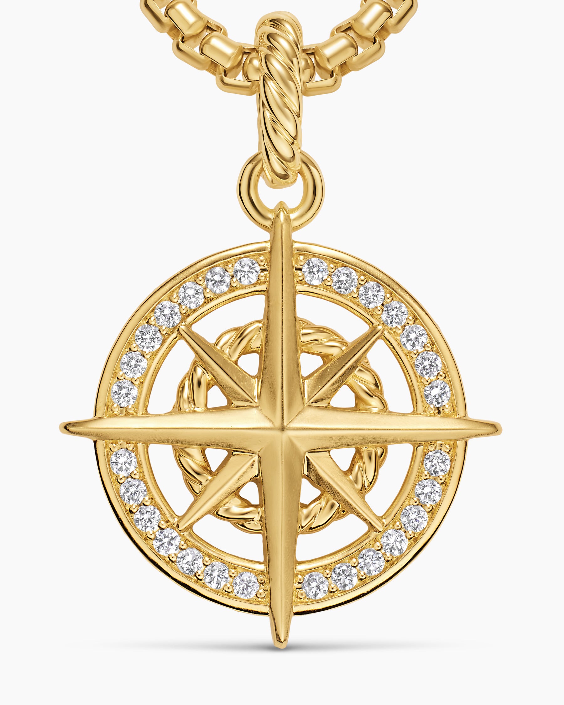 Compass Amulet in 18K Yellow Gold with Diamonds, 21.3mm - Image 5