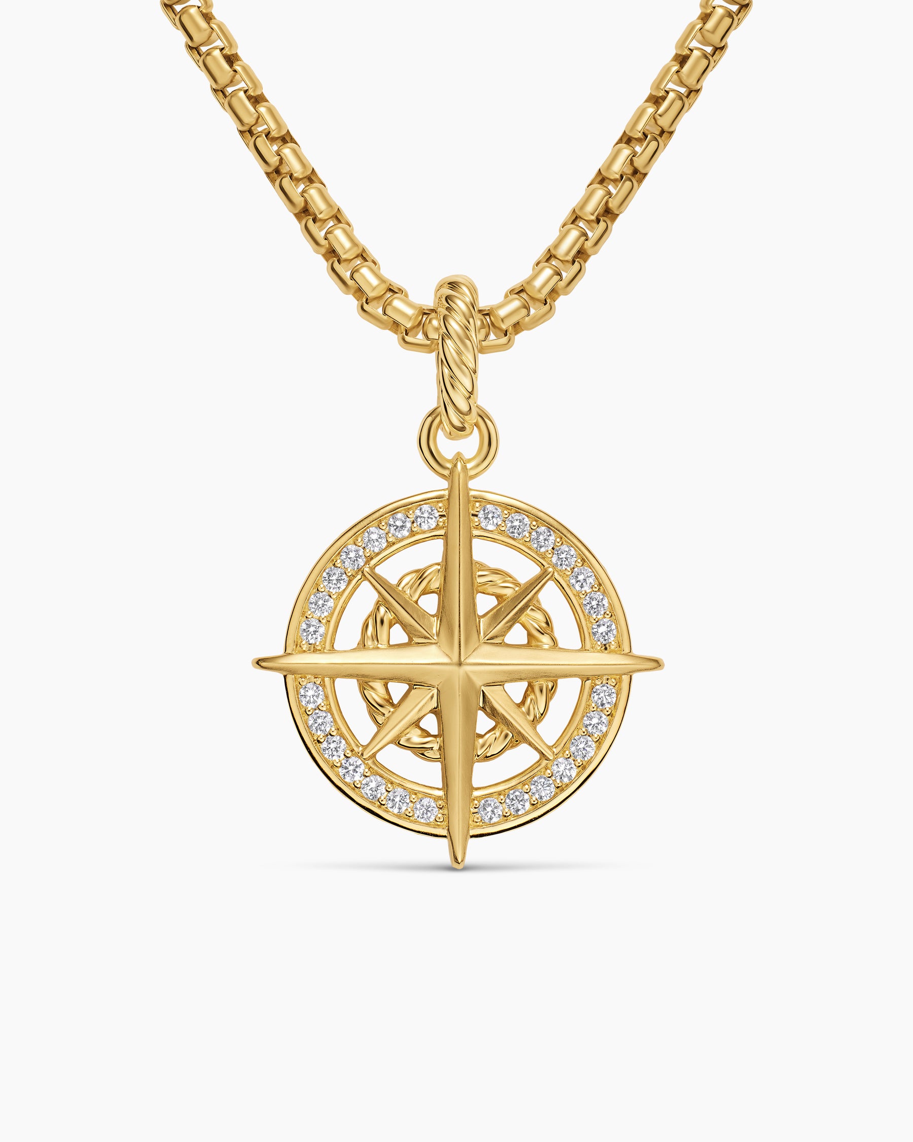 Compass Amulet in 18K Yellow Gold with Diamonds, 21.3mm