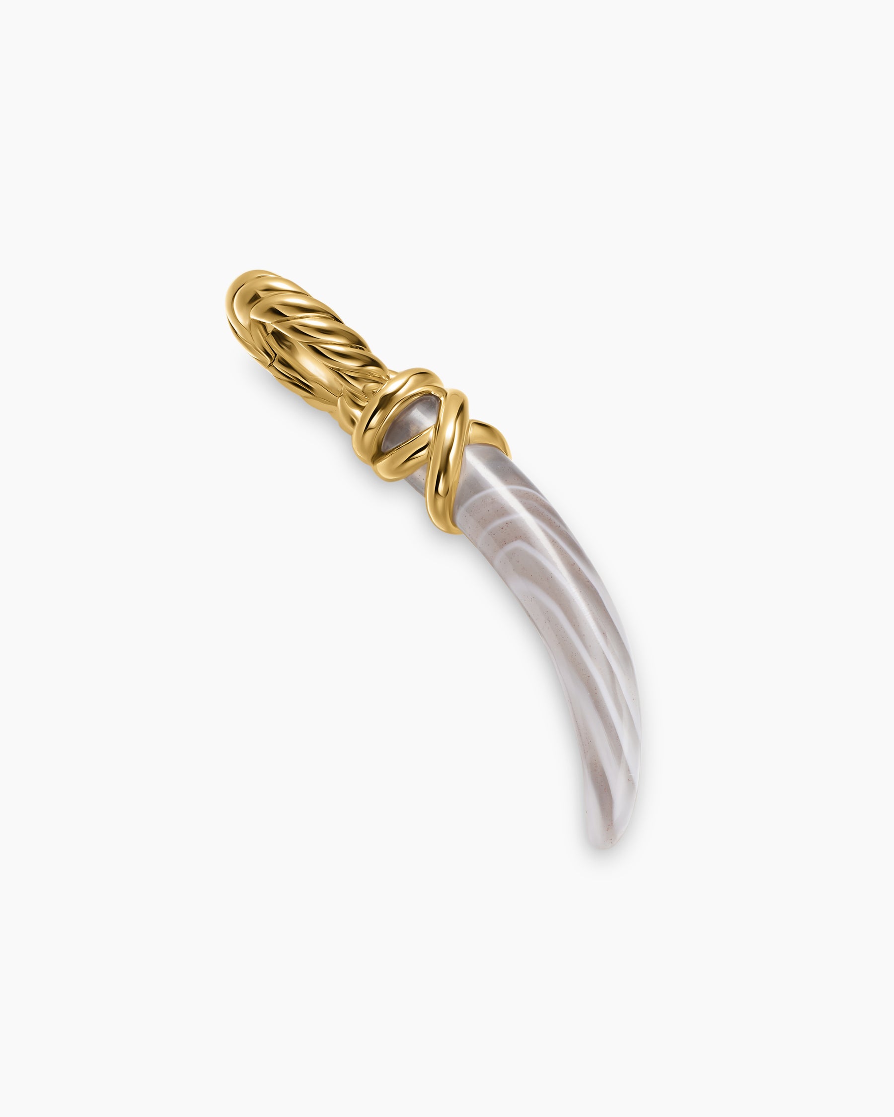 Petite Tusk Amulet in 18K Yellow Gold with Botswana Agate, 20.5mm - Image 3