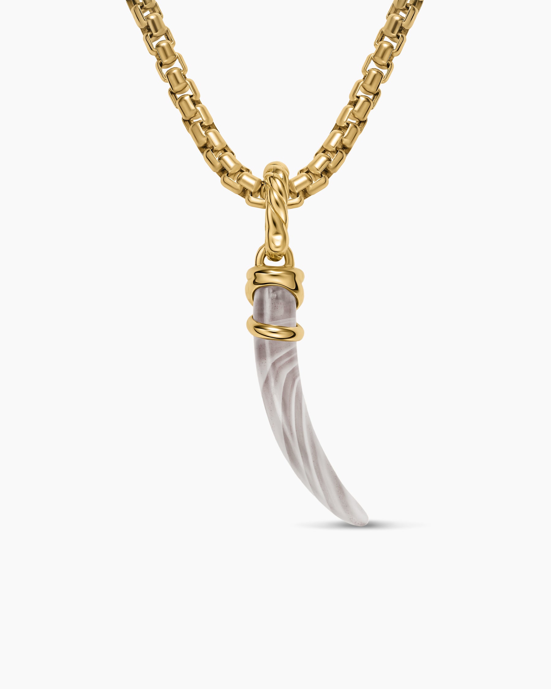 Petite Tusk Amulet in 18K Yellow Gold with Botswana Agate, 20.5mm - Image 4