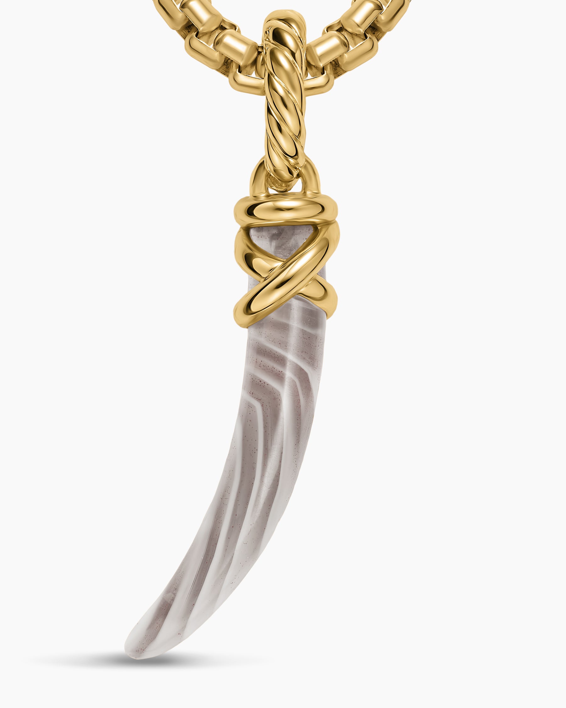 Petite Tusk Amulet in 18K Yellow Gold with Botswana Agate, 20.5mm - Image 5