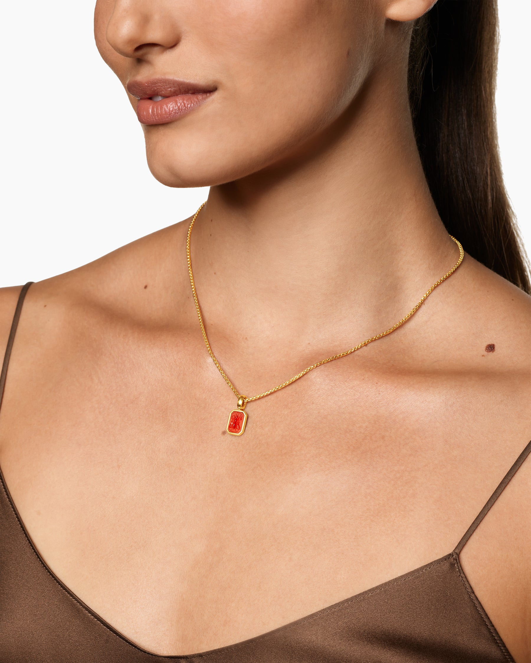 Alternative view of Petrvs Petite Bee Amulet in 18K Yellow Gold with Carnelian, 12.8mm