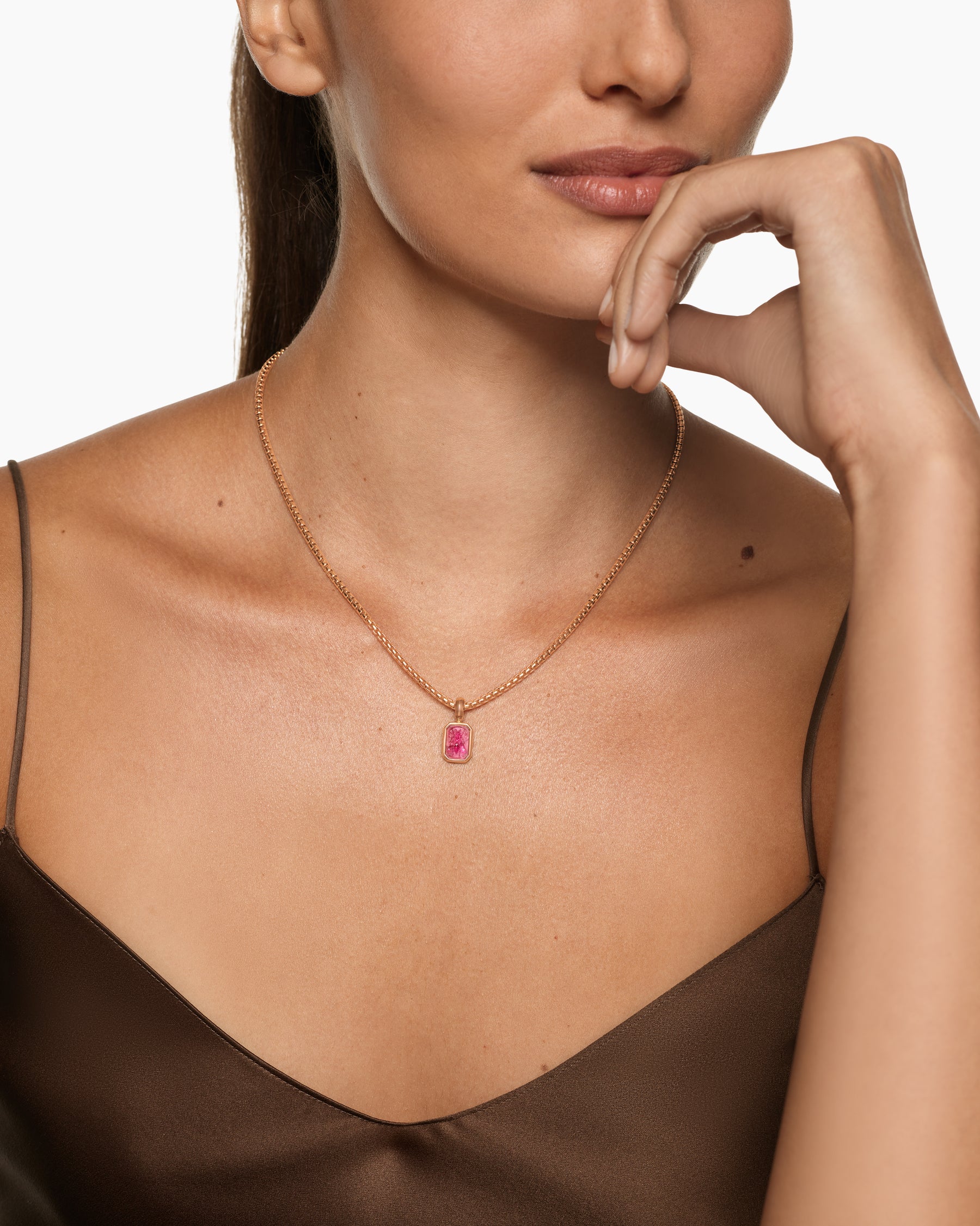 Alternative view of Petrvs Petite Bee Amulet in 18K Rose Gold with Rubellite, 12.8mm