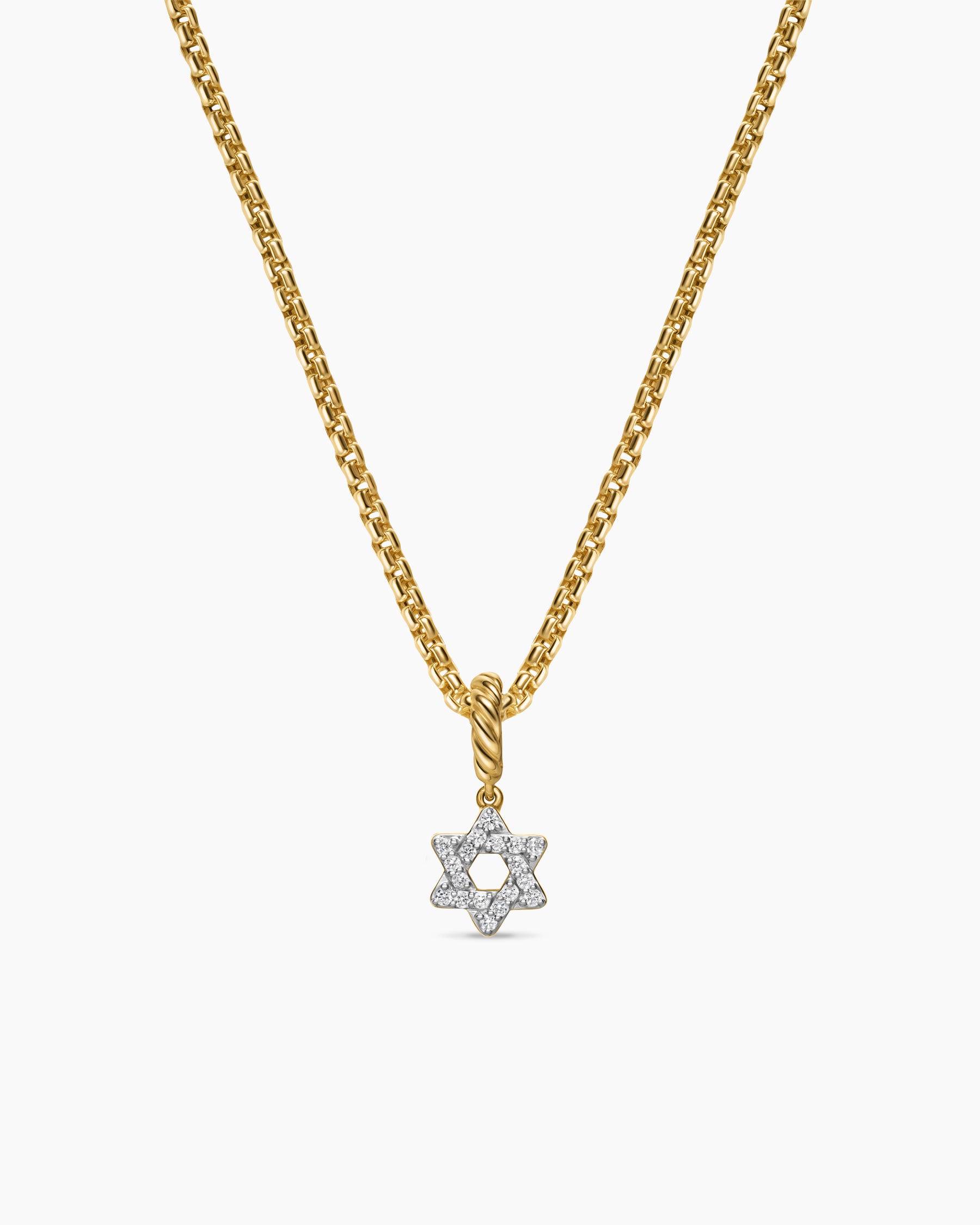 Micro Pavé Star of David Amulet in 18K Yellow Gold with Diamonds, 7.4mm