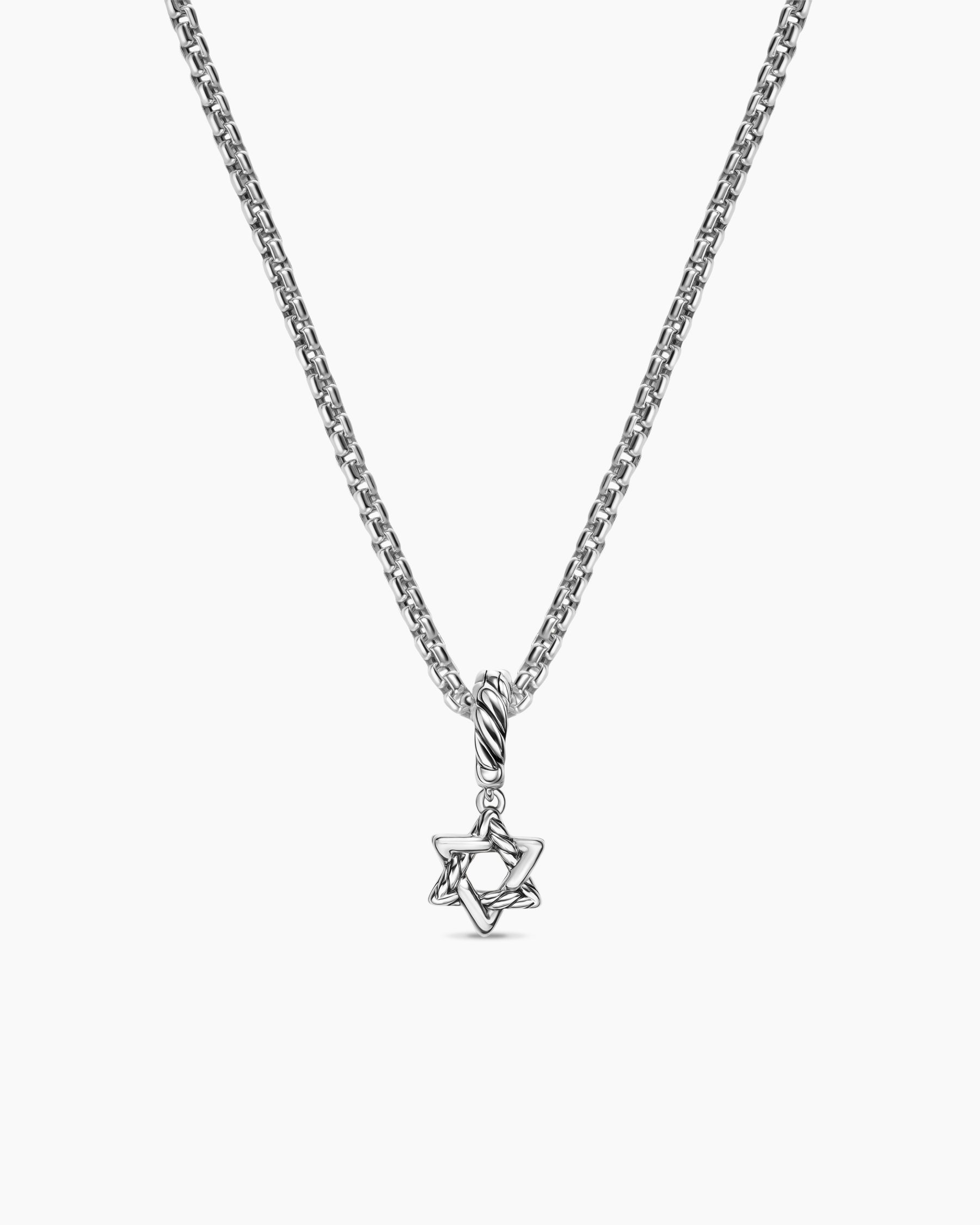 Micro Pavé Star of David Amulet in Sterling Silver with Diamonds, 7.4mm - Image 3