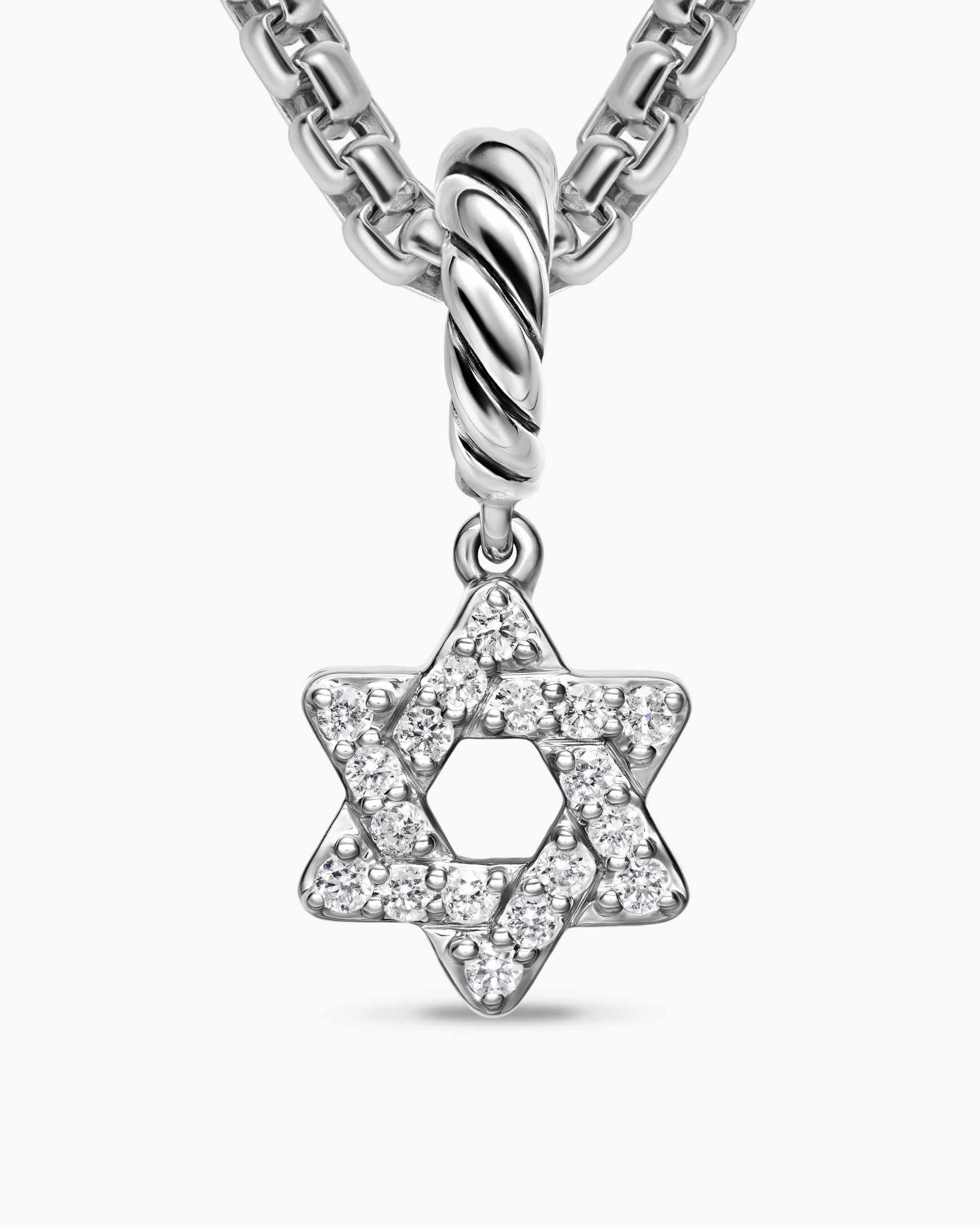 Micro Pavé Star of David Amulet in Sterling Silver with Diamonds, 7.4mm - Image 4