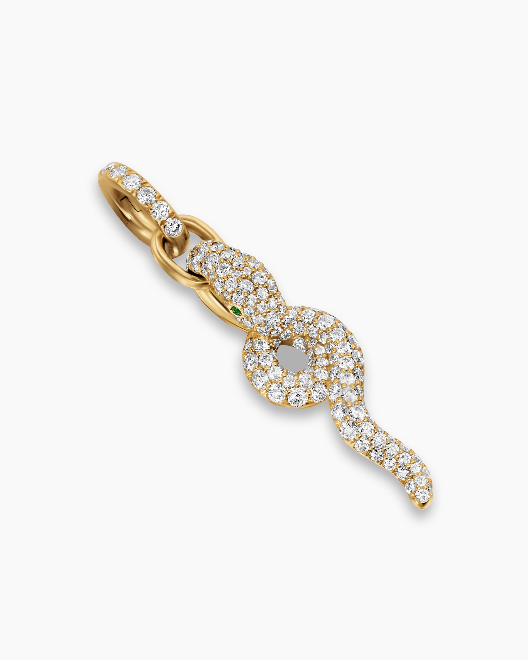 Snake Amulet in 18K Yellow Gold with Emeralds and Diamonds, 23.5mm - Image 3
