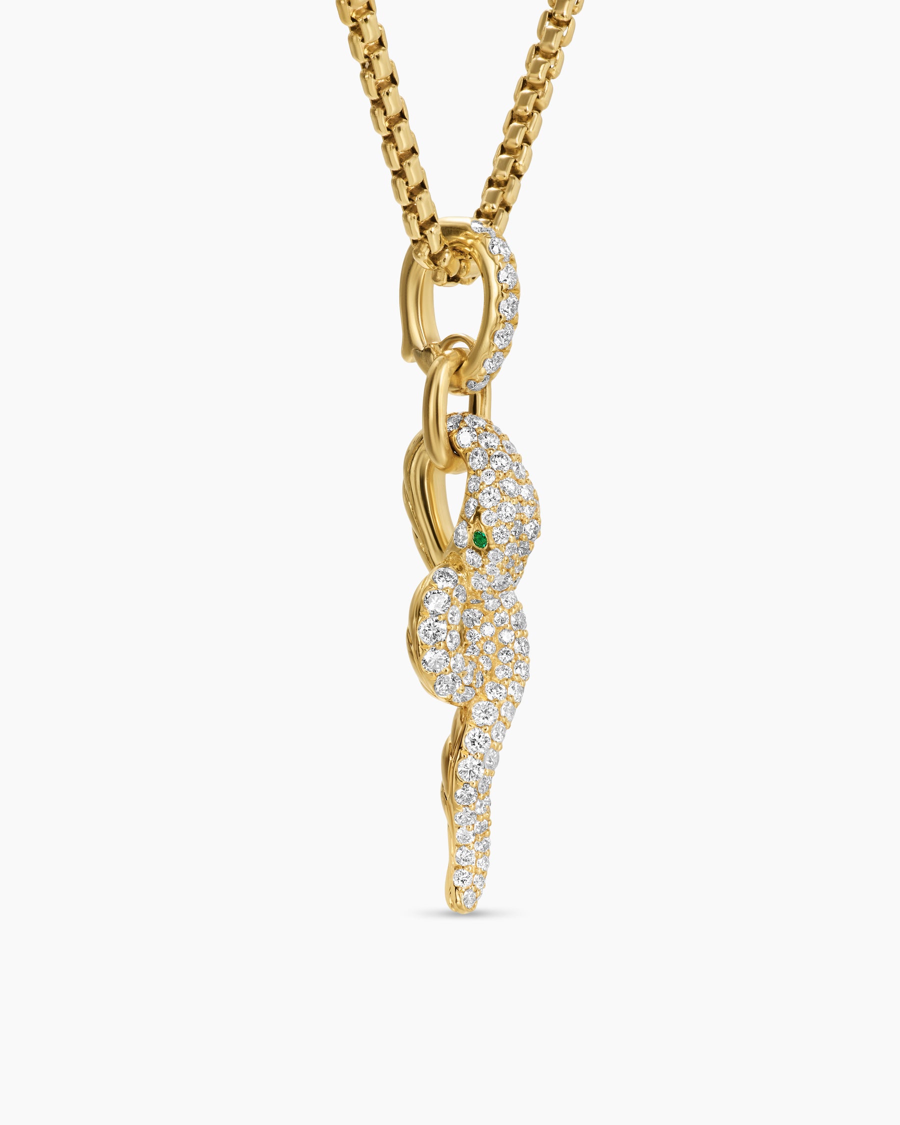 Snake Amulet in 18K Yellow Gold with Emeralds and Diamonds, 23.5mm - Image 5