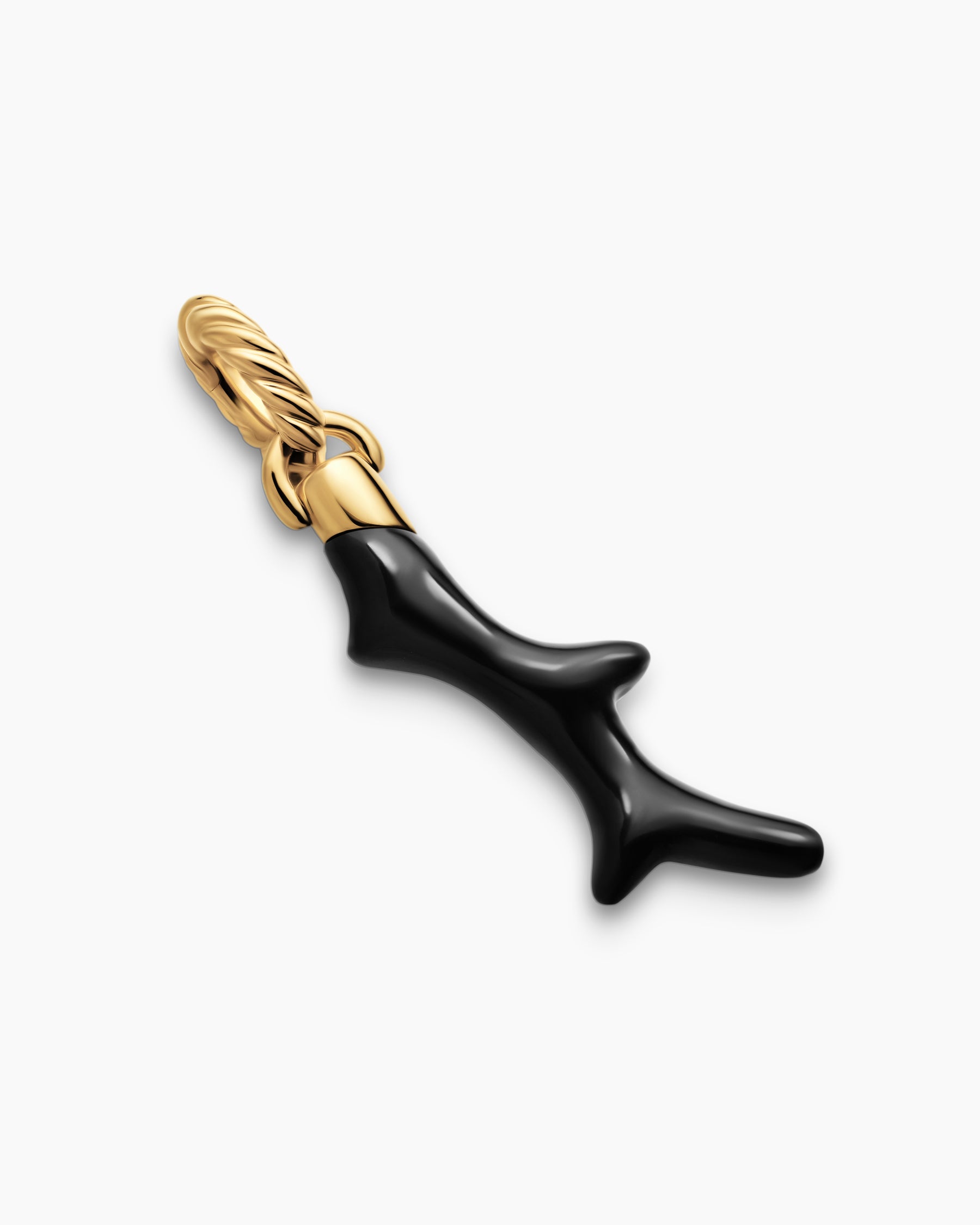 Petite Coral Amulet in 18K Yellow Gold with Black Onyx, 25.2mm - Image 3