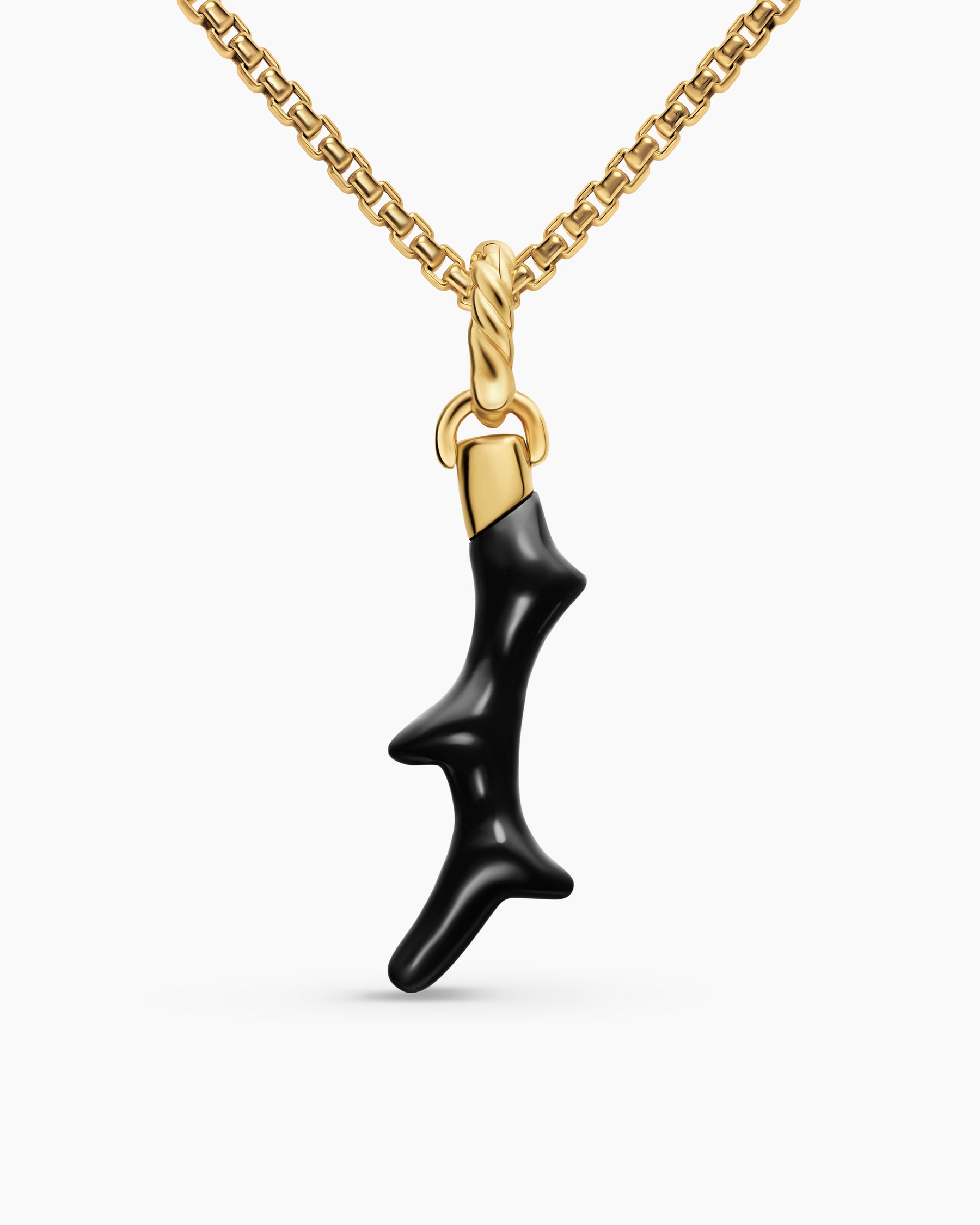 Petite Coral Amulet in 18K Yellow Gold with Black Onyx, 25.2mm - Image 4