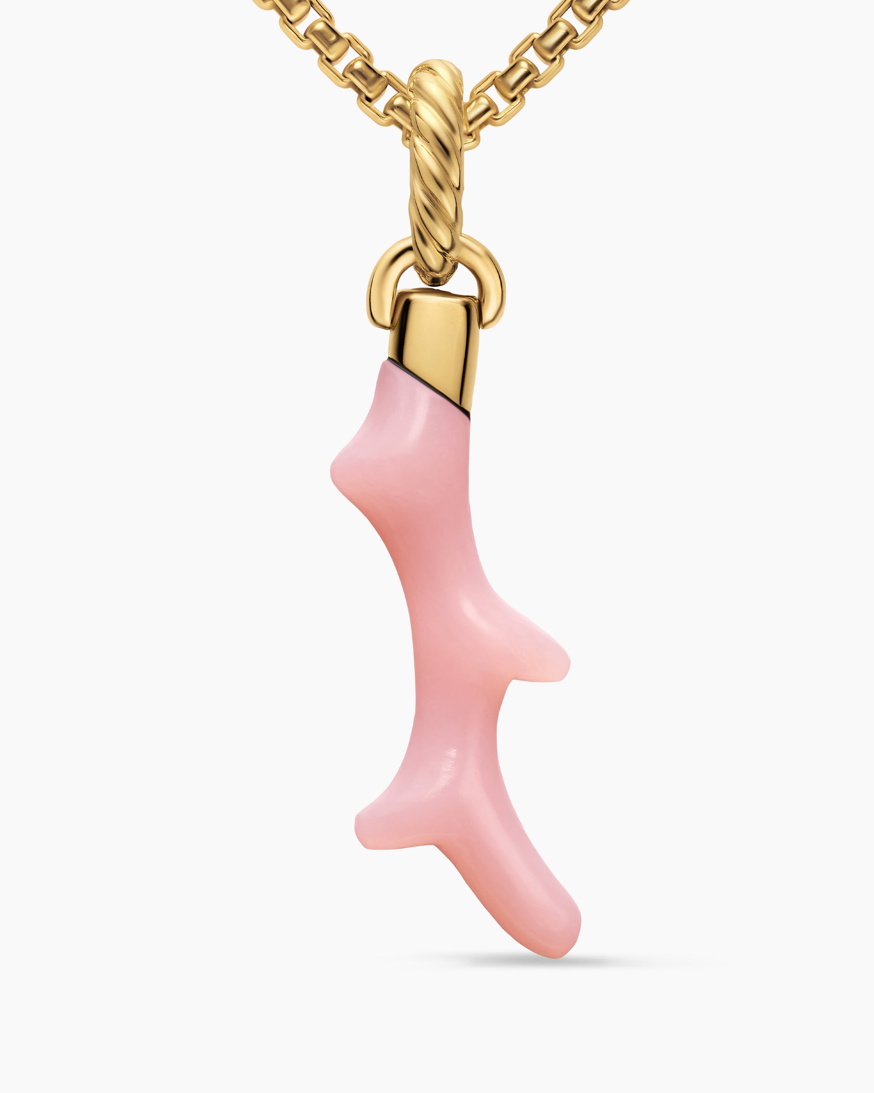 Petite Coral Amulet in 18K Yellow Gold with Pink Opal, 25.2mm - Image 5