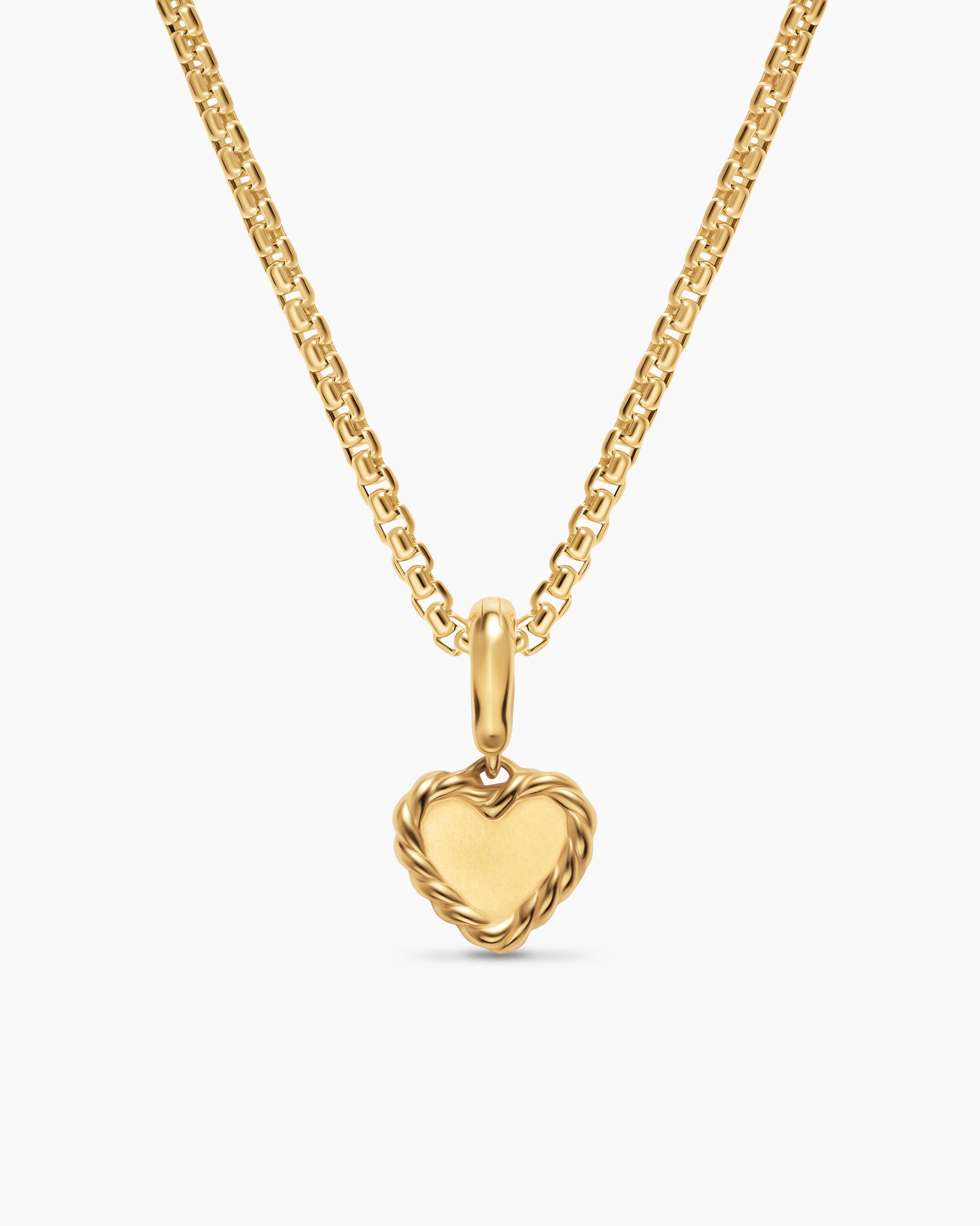 Petite DY Elements Heart Plate Pendant in 18K Yellow Gold with Pink Sapphires, 8.2mm - Image 4