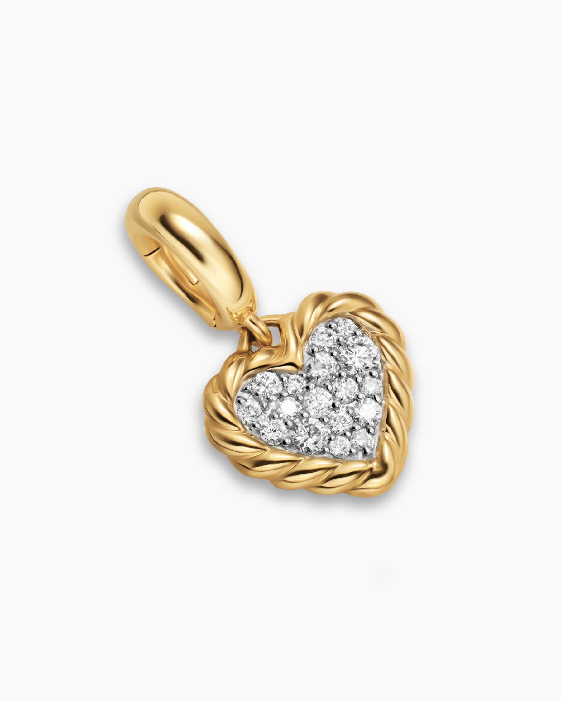 Alternative view of Petite DY Elements Heart Plate Pendant in 18K Yellow Gold with Diamonds, 8.2mm