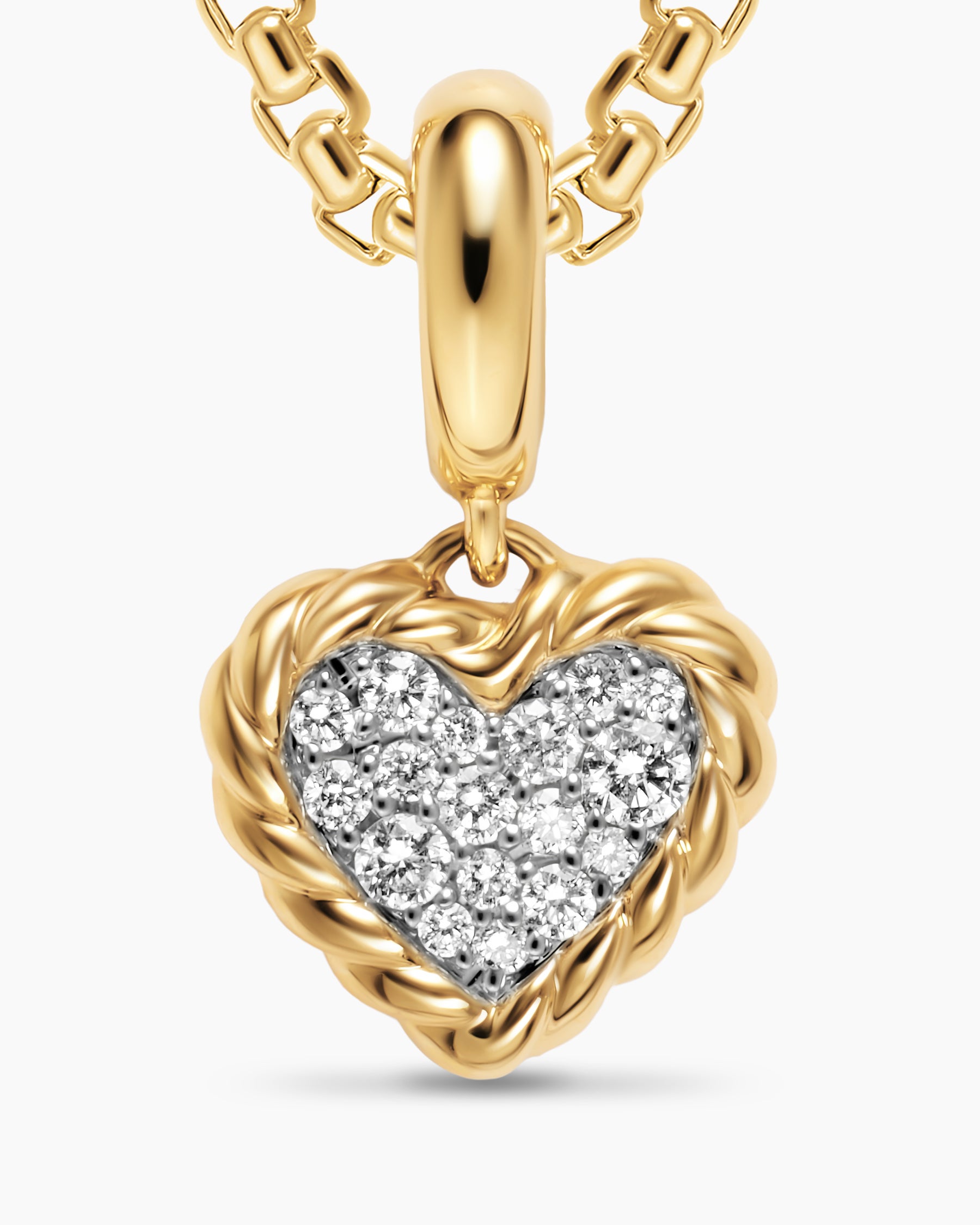 Petite DY Elements Heart Plate Pendant in 18K Yellow Gold with Diamonds, 8.2mm - Image 4