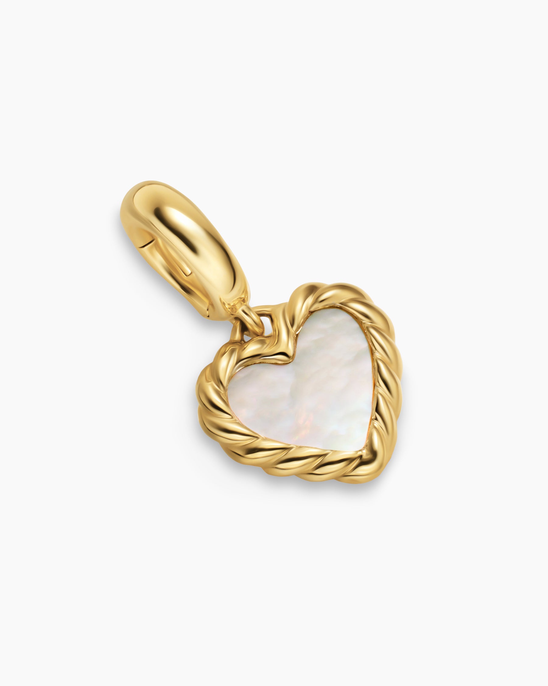Alternative view of Petite DY Elements Heart Station Pendant in 18K Yellow Gold with Mother of Pearl, 8.2mm