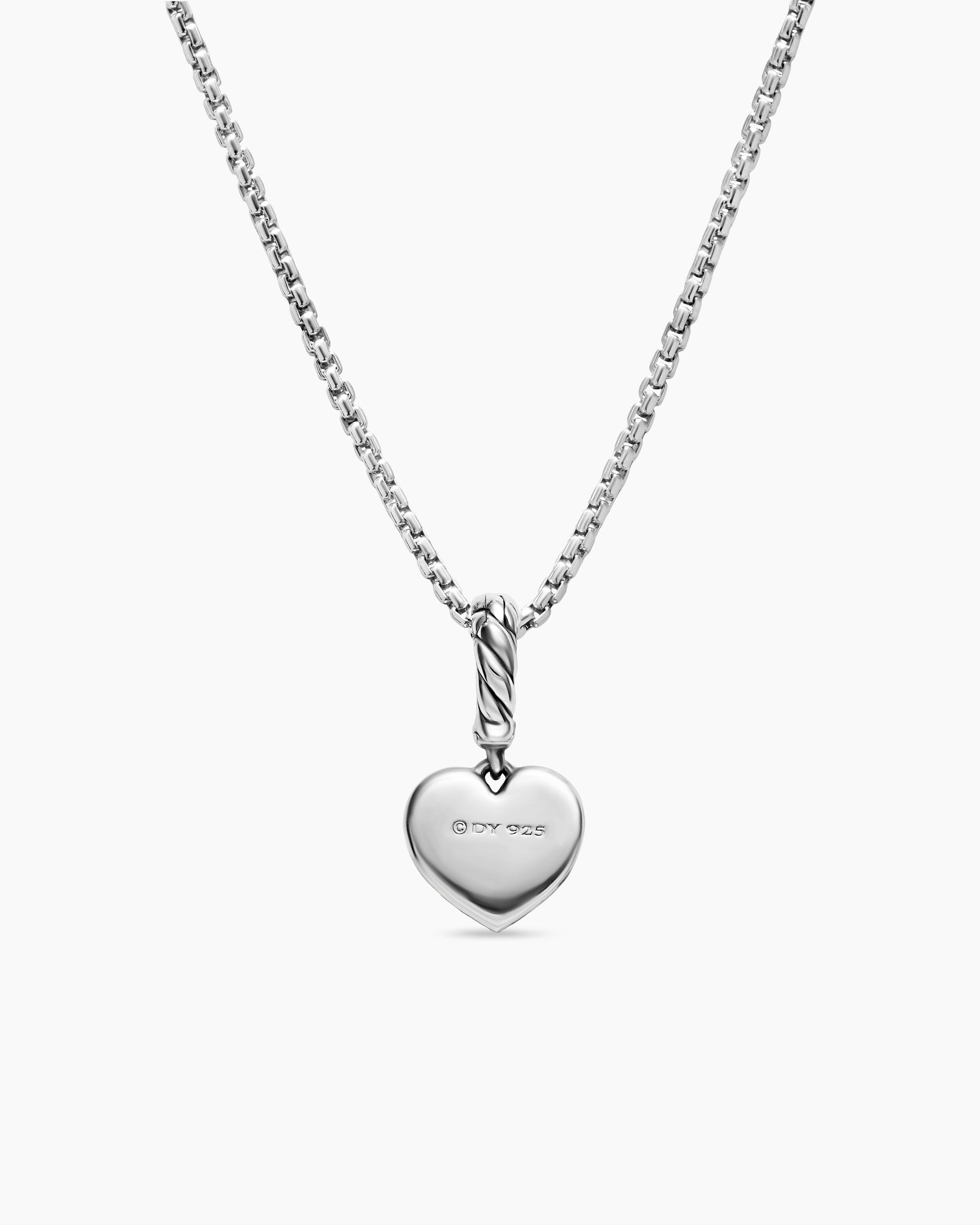 Petite Compass Heart Amulet in Sterling Silver with Diamond, 7.4mm - Image 4