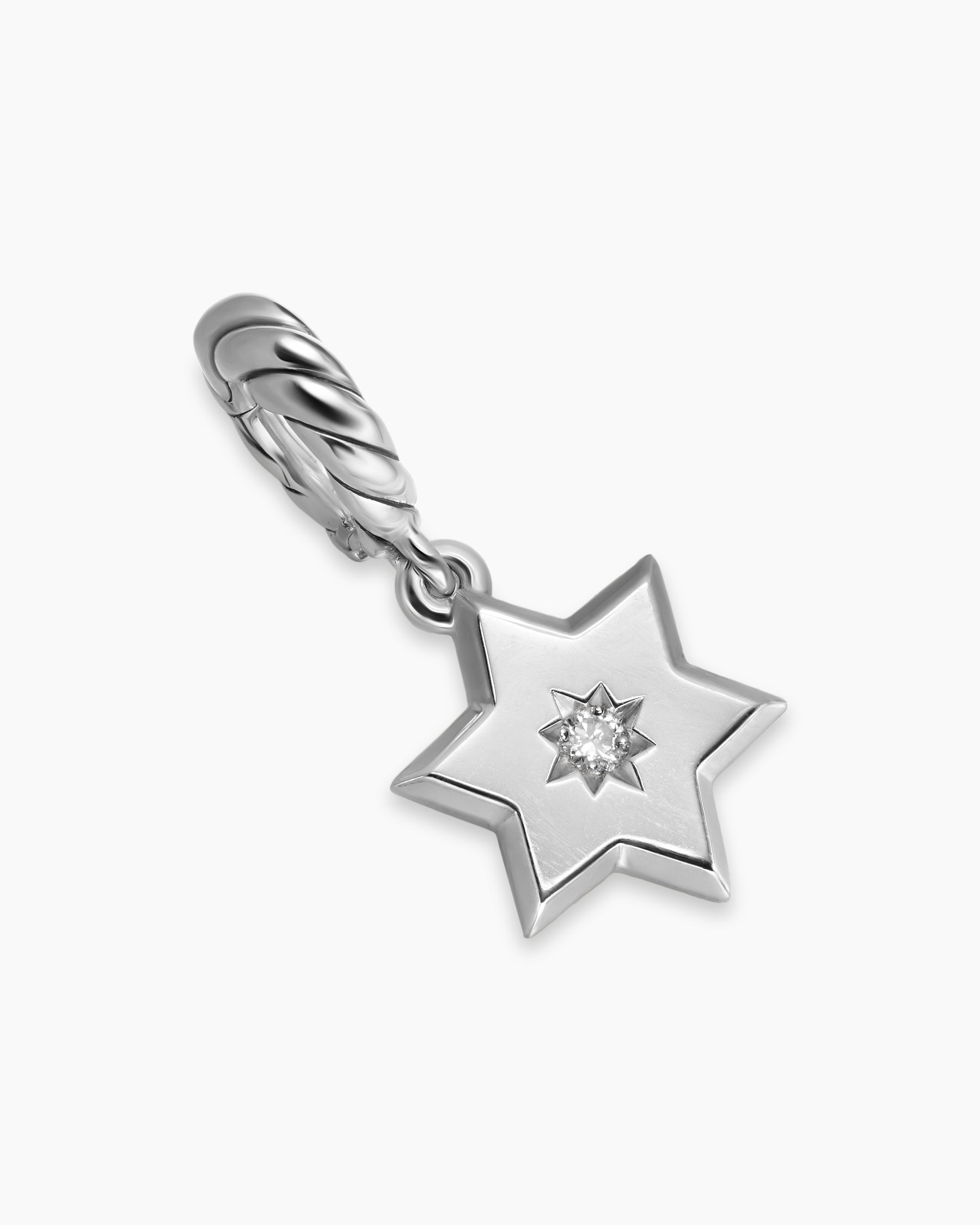 Petite Star of David Amulet in Sterling Silver with Diamond, 7.7mm - Image 3