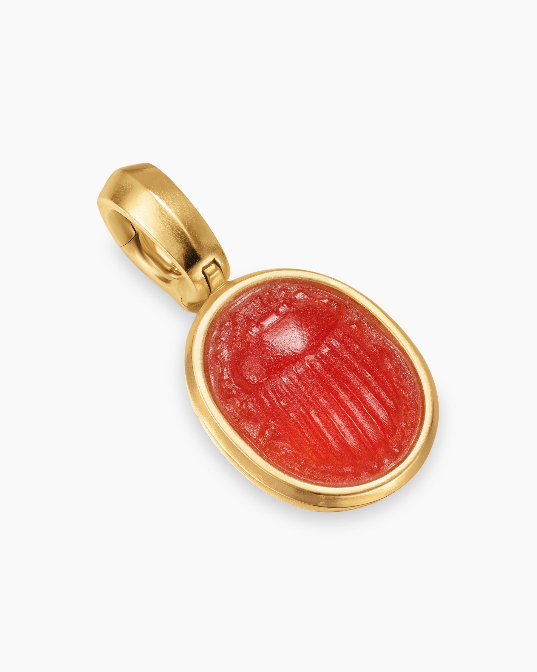 Petrvs Petite Scarab Amulet in 18K Yellow Gold with Carnelian, 12.1mm - Image 3