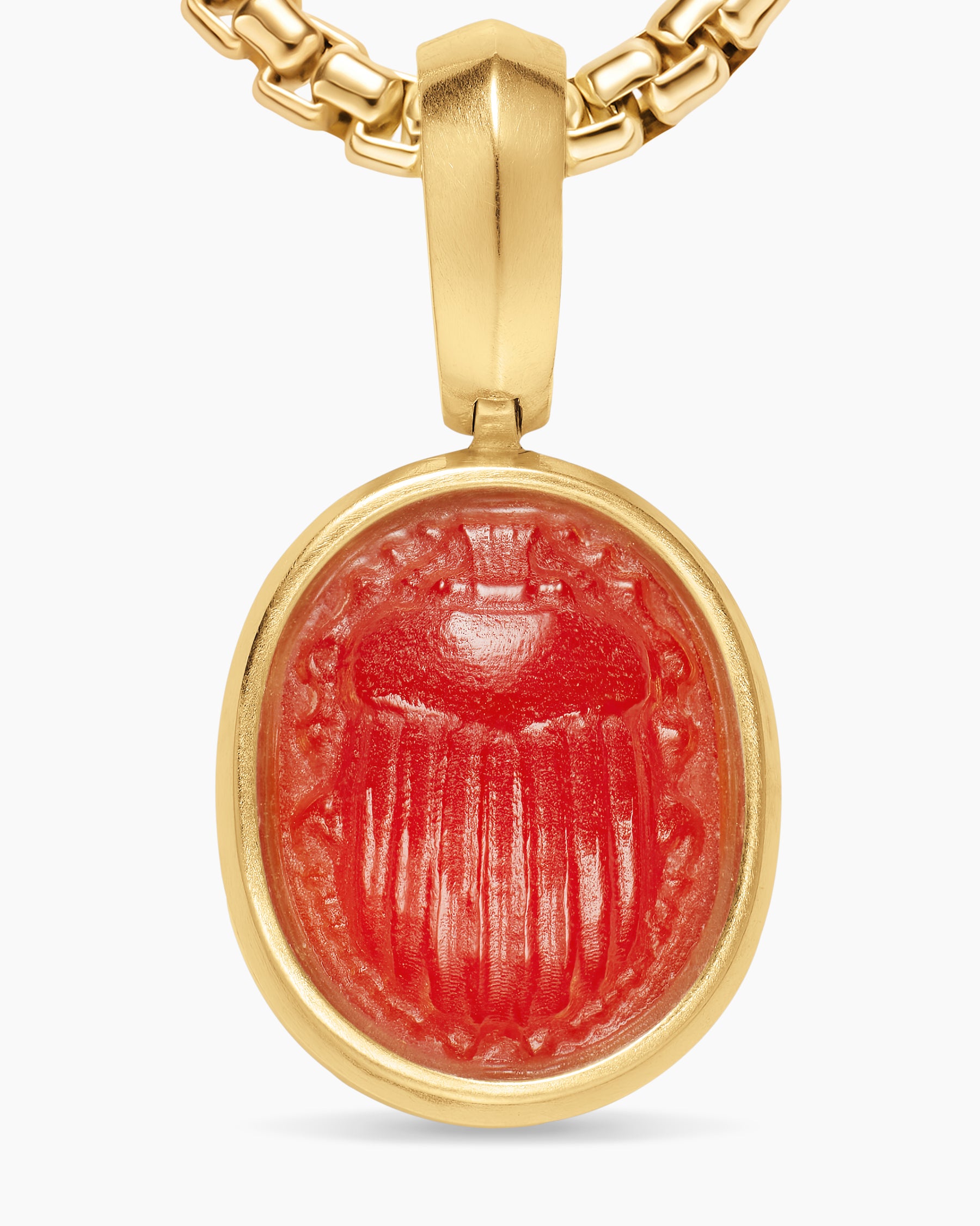 Petrvs Petite Scarab Amulet in 18K Yellow Gold with Carnelian, 12.1mm - Image 5