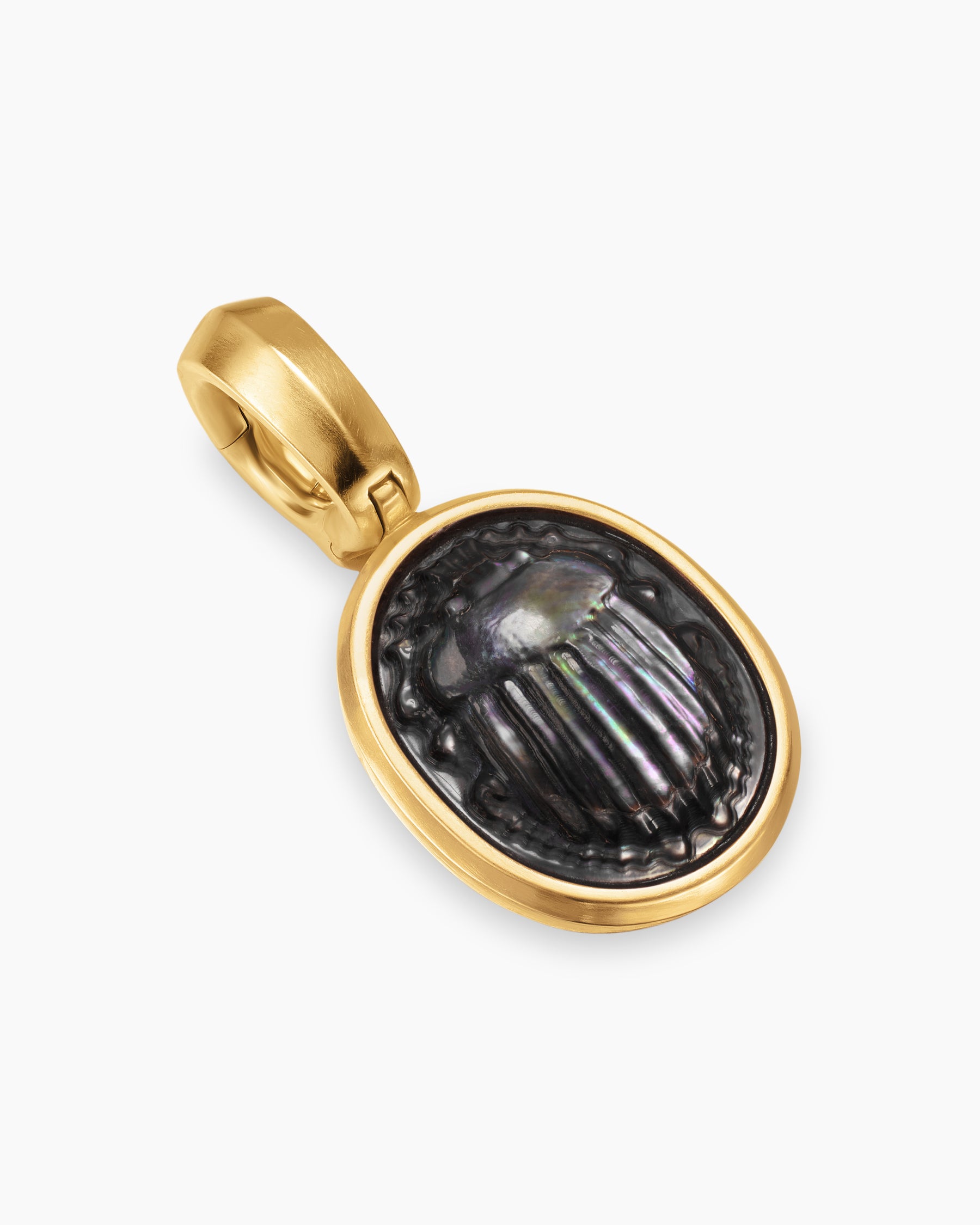 Petrvs Petite Scarab Amulet in 18K Yellow Gold with Black Mother of Pearl, 12.1mm - Image 3