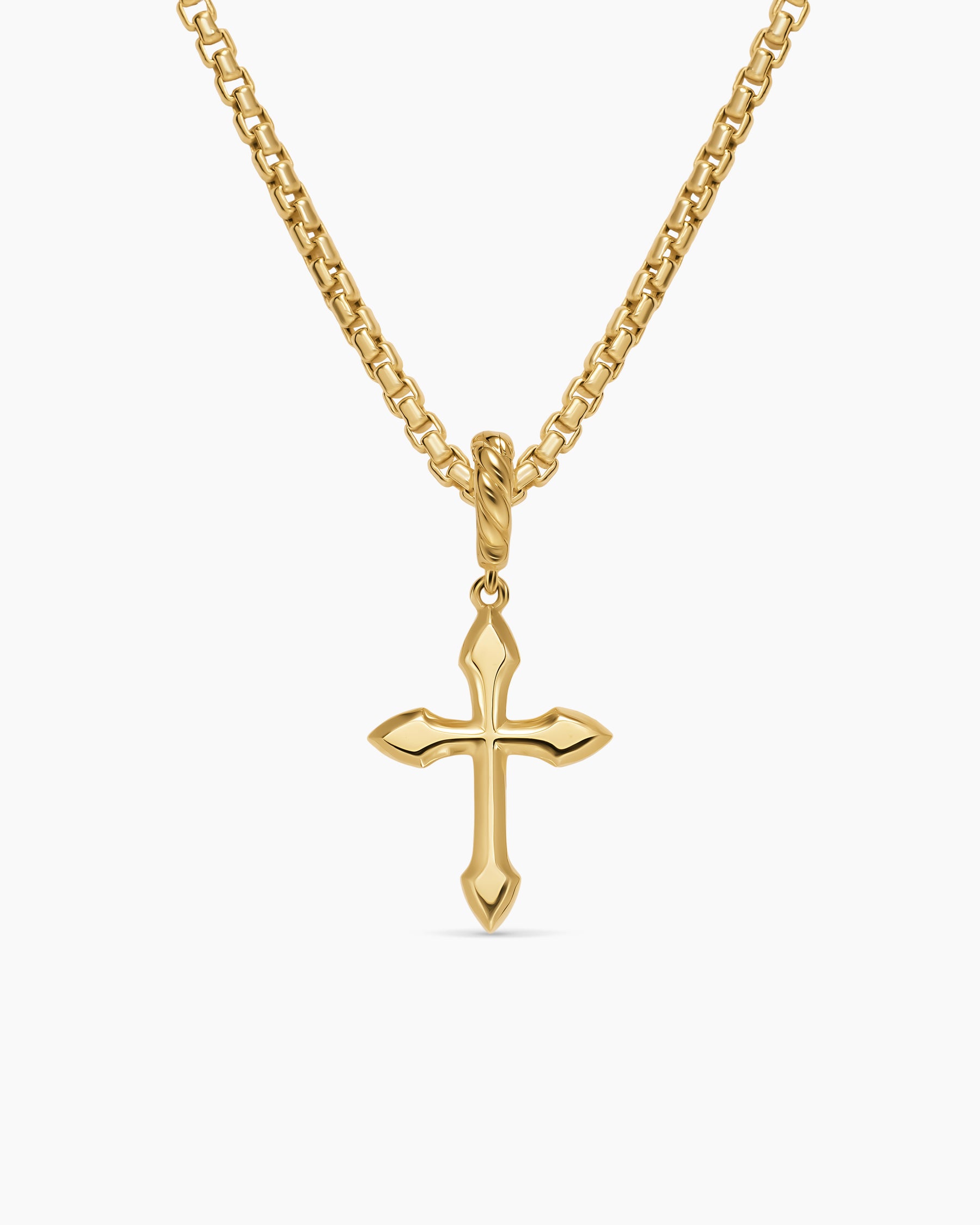 Petite Gothic Cross Amulet in 18K Yellow Gold with Rubies, 15.2mm - Image 4