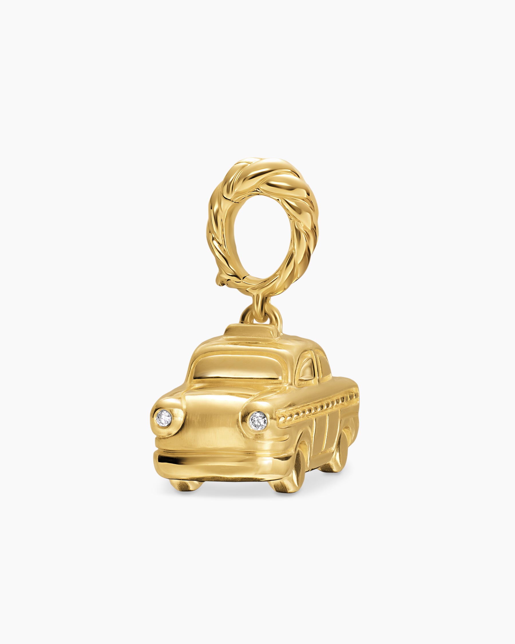 Petite Taxi Amulet in 18K Yellow Gold with Diamonds, 7.5mm - Image 4