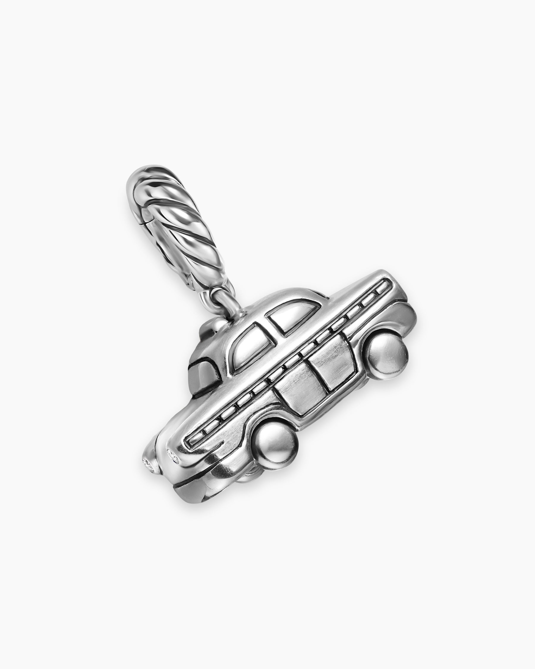 Petite Taxi Amulet in Sterling Silver with Diamonds, 7.5mm - Image 3