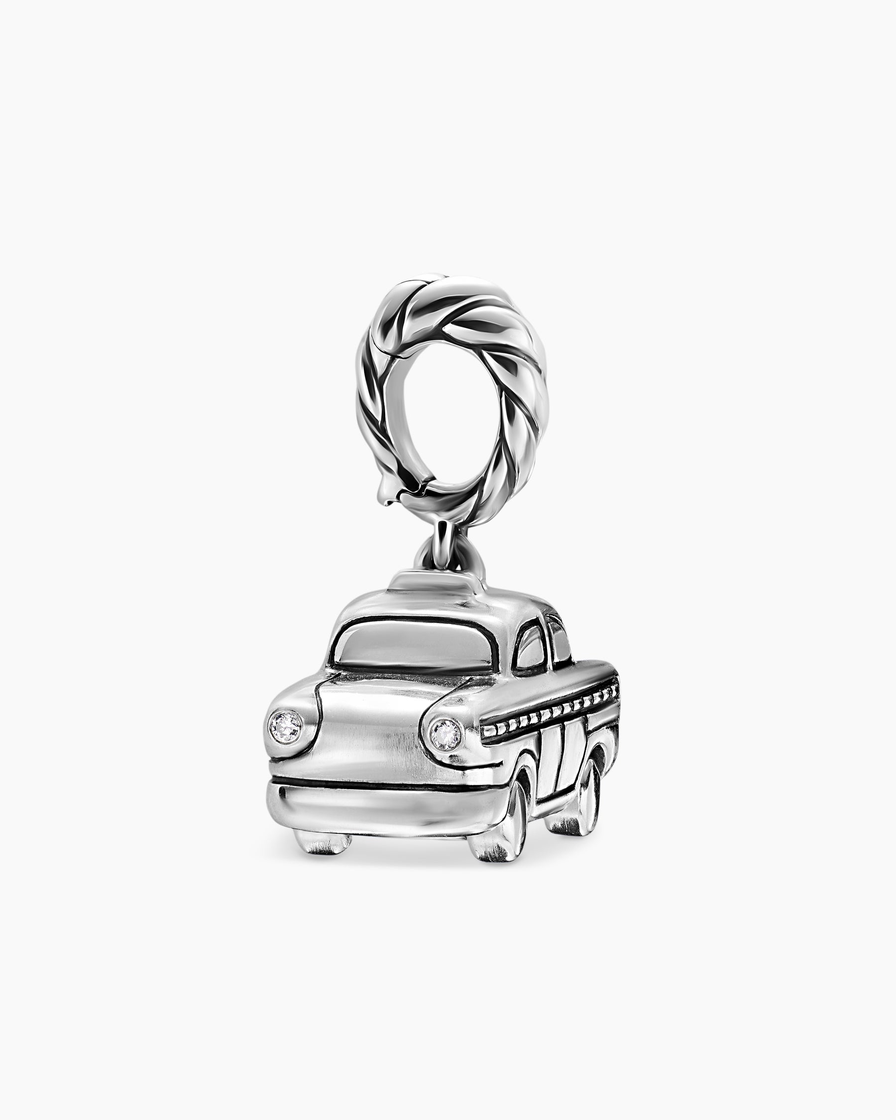 Petite Taxi Amulet in Sterling Silver with Diamonds, 7.5mm - Image 4