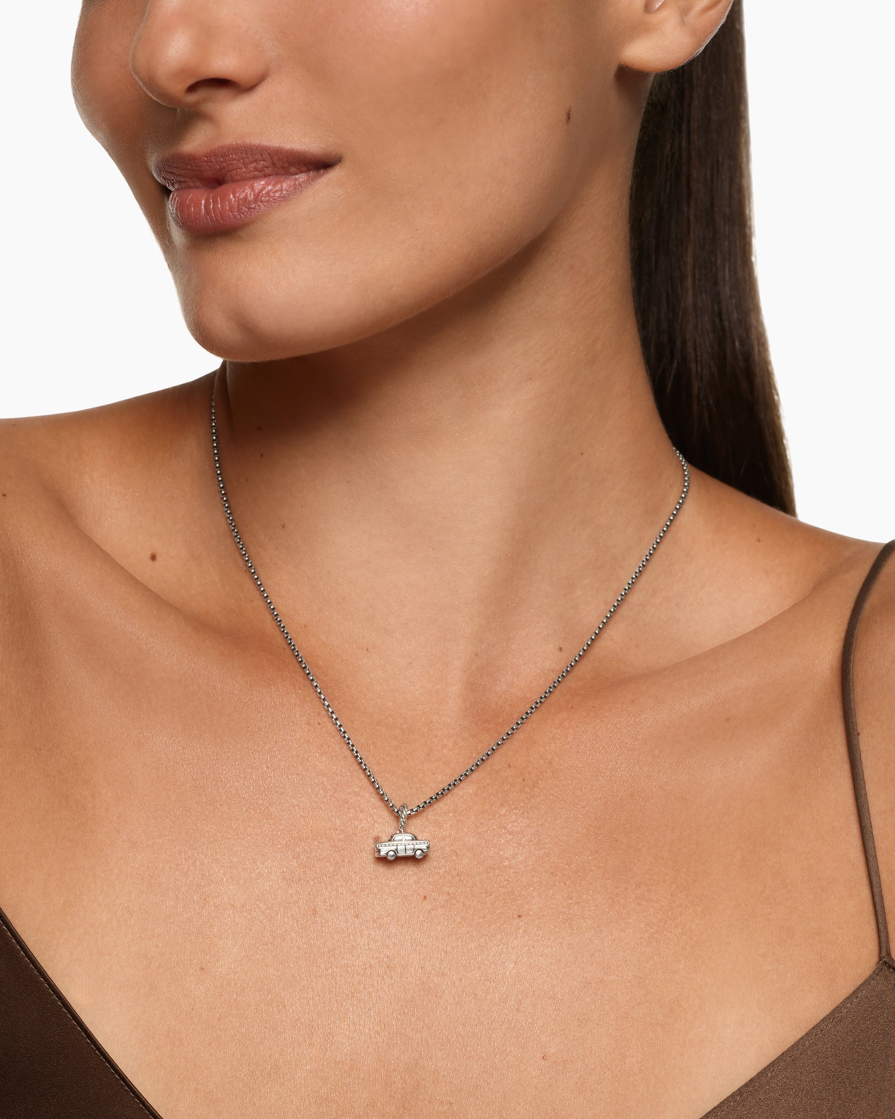 Alternative view of Petite Taxi Amulet in Sterling Silver with Diamonds, 7.5mm