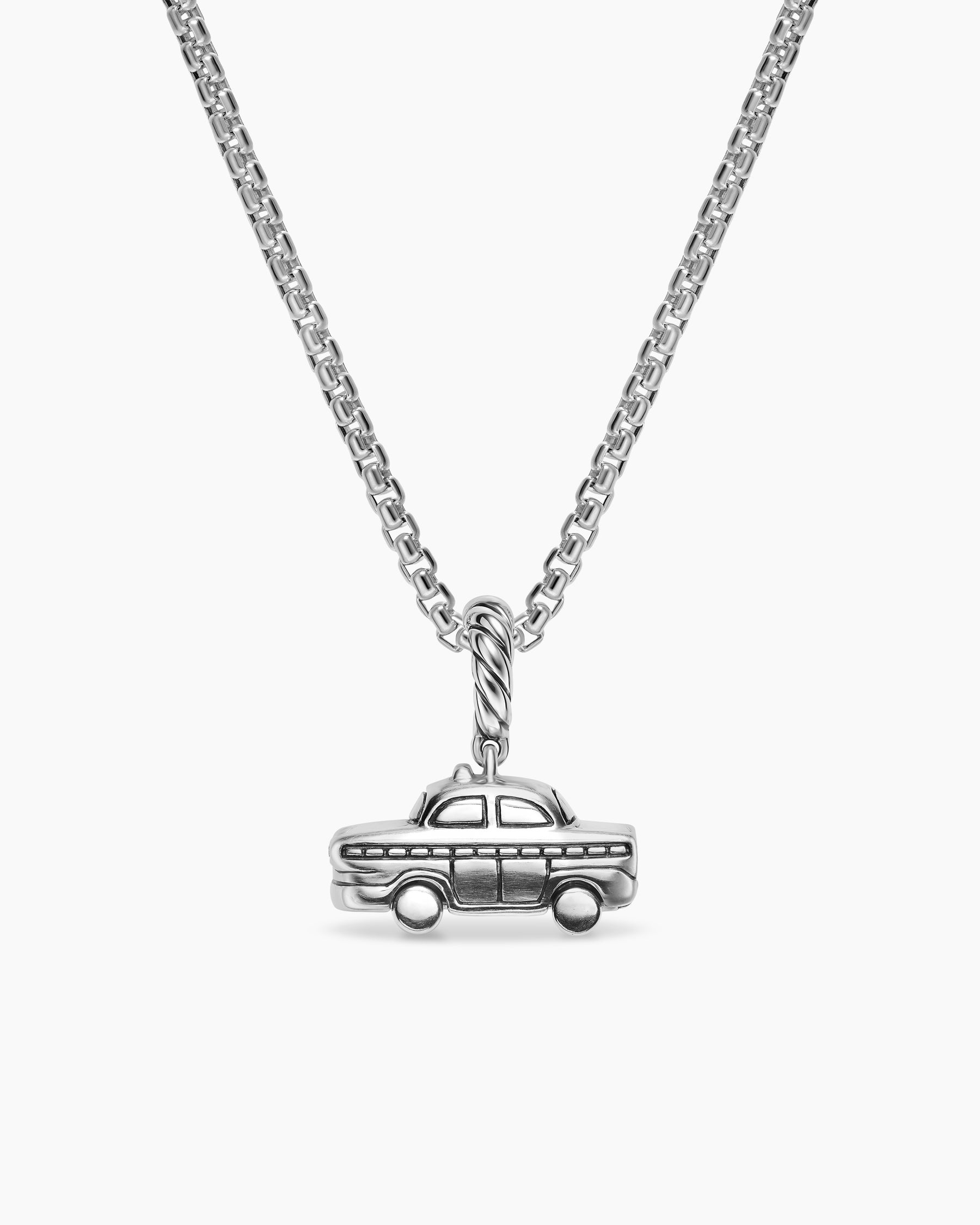 Petite Taxi Amulet in Sterling Silver with Diamonds, 7.5mm