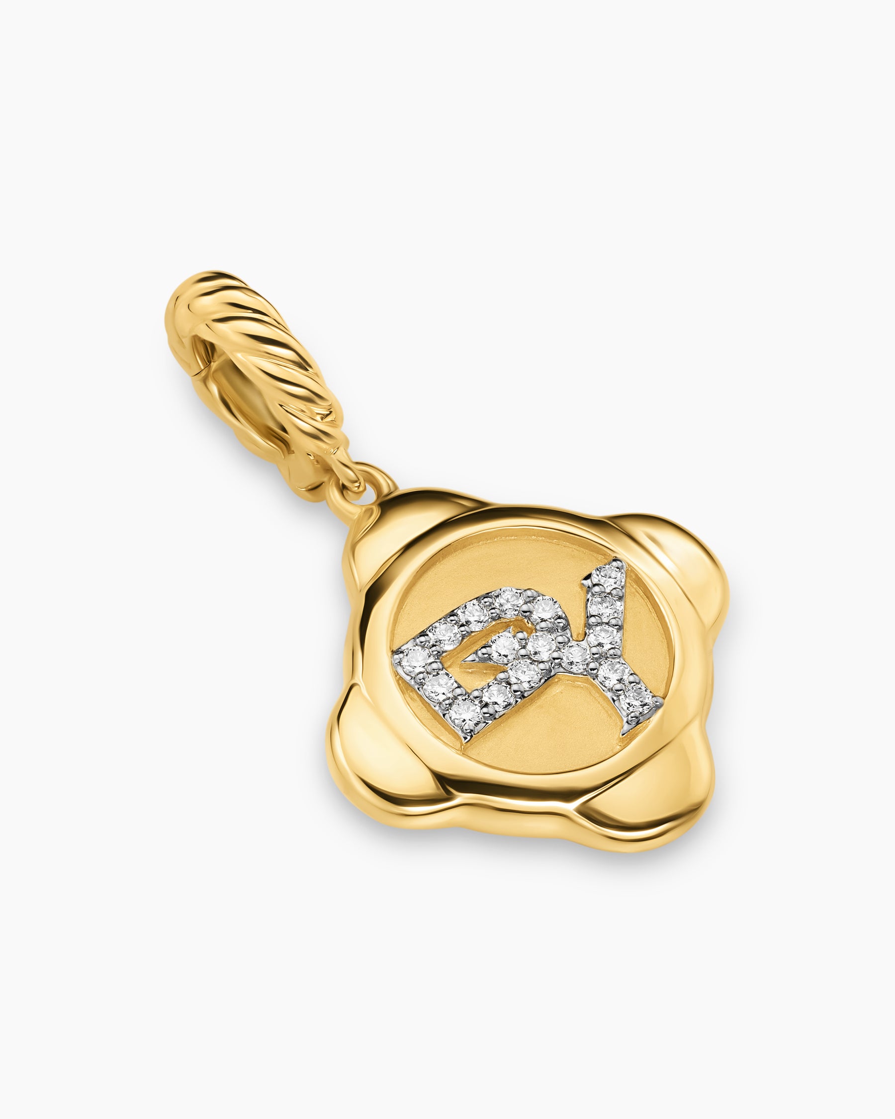Cable Collectibles DY Logo Amulet in 18K Yellow Gold with Diamonds, 13.7mm - Image 3