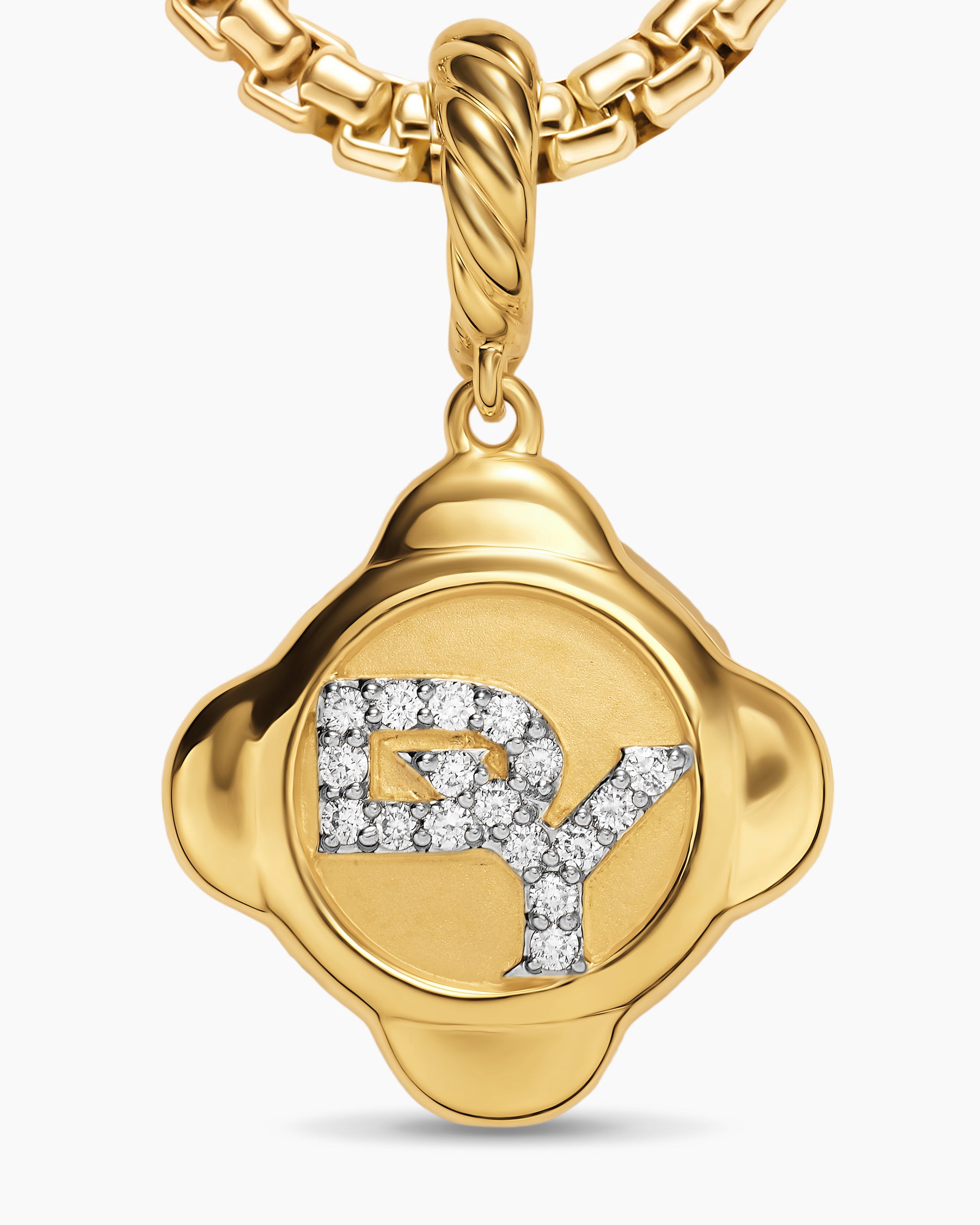 Cable Collectibles DY Logo Amulet in 18K Yellow Gold with Diamonds, 13.7mm - Image 5