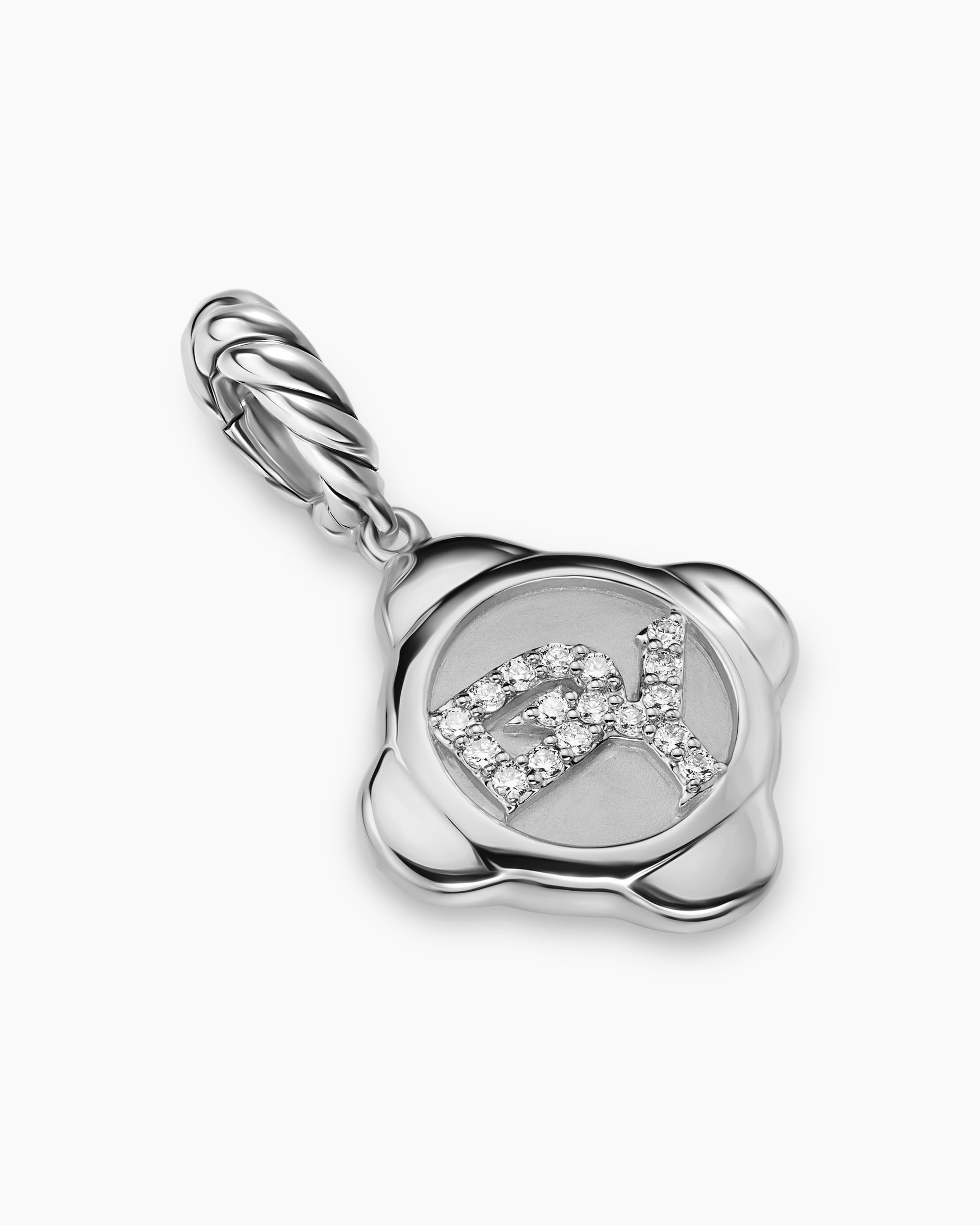 Alternative view of Cable Collectibles DY Logo Amulet in Sterling Silver with Diamonds, 13.7mm