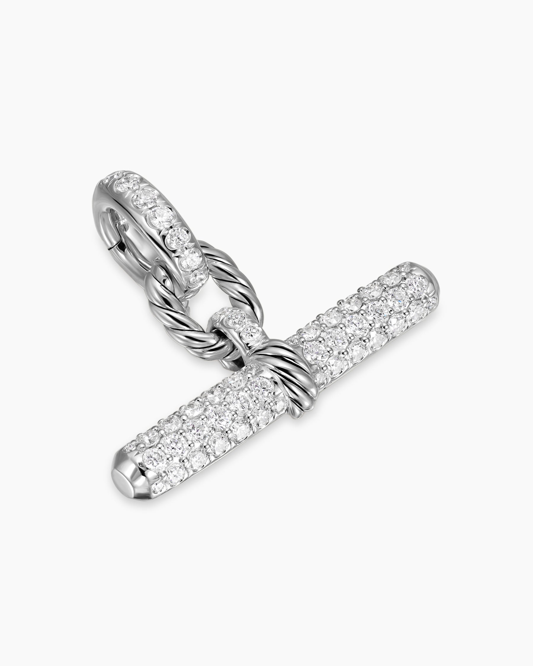 DY Madison Toggle Pendant in Sterling Silver with Diamonds, 20.2mm - Image 3